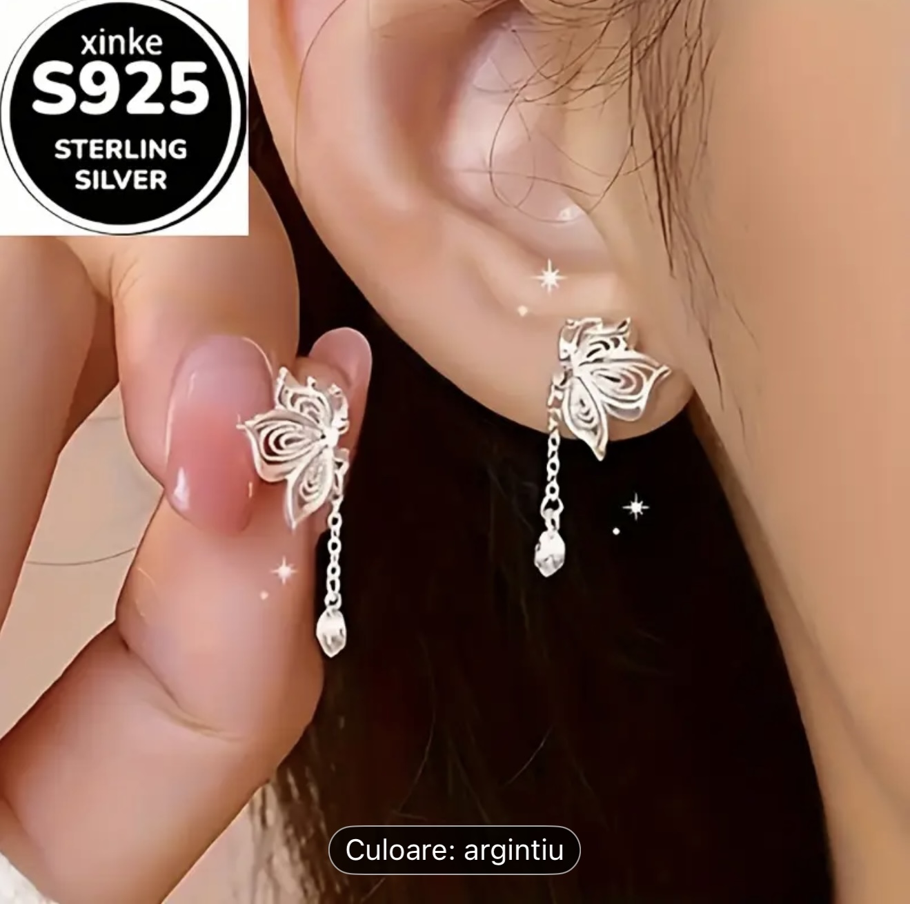 Cercei Fluture Argint