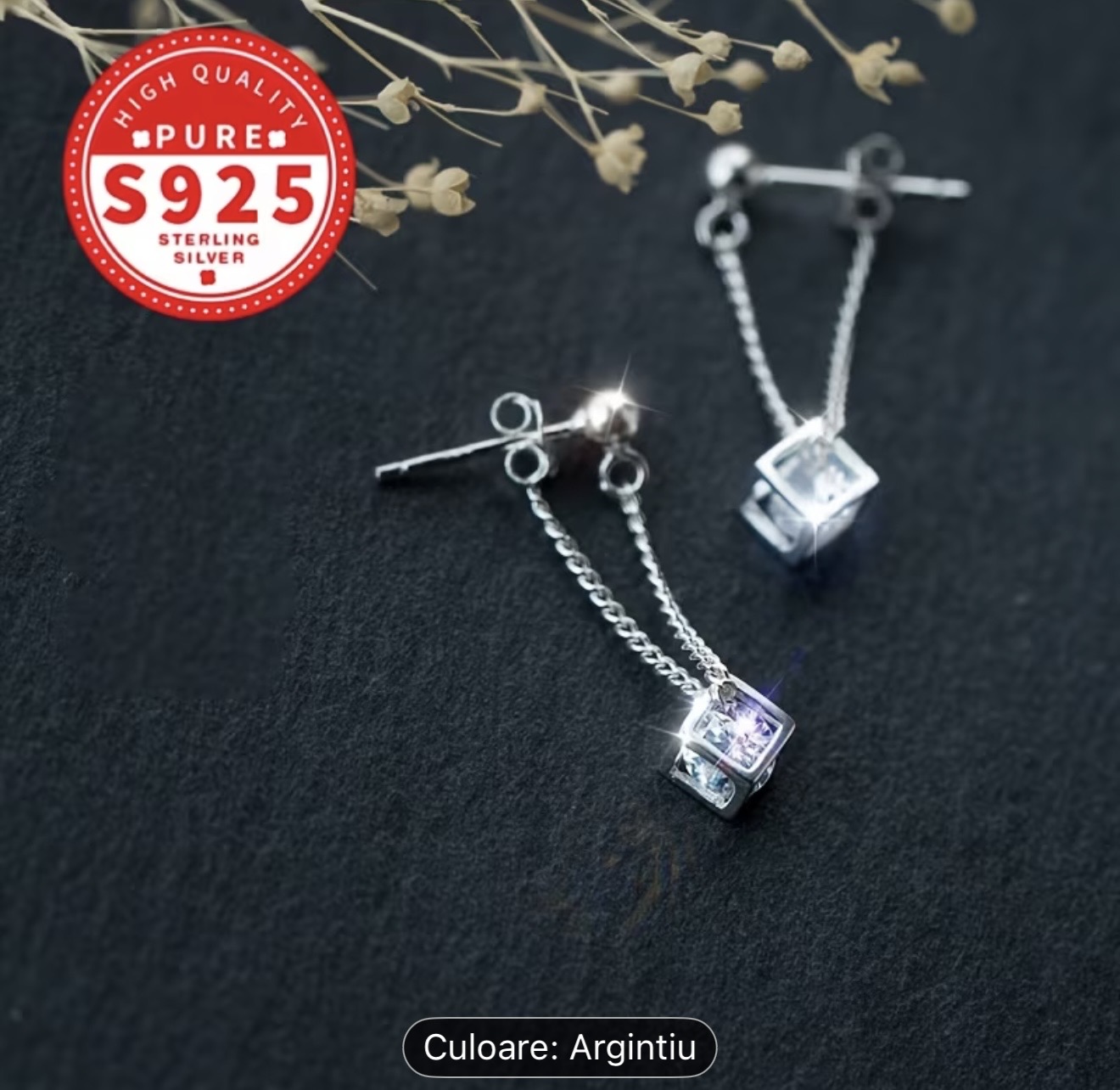 Cercei geometrici din argint