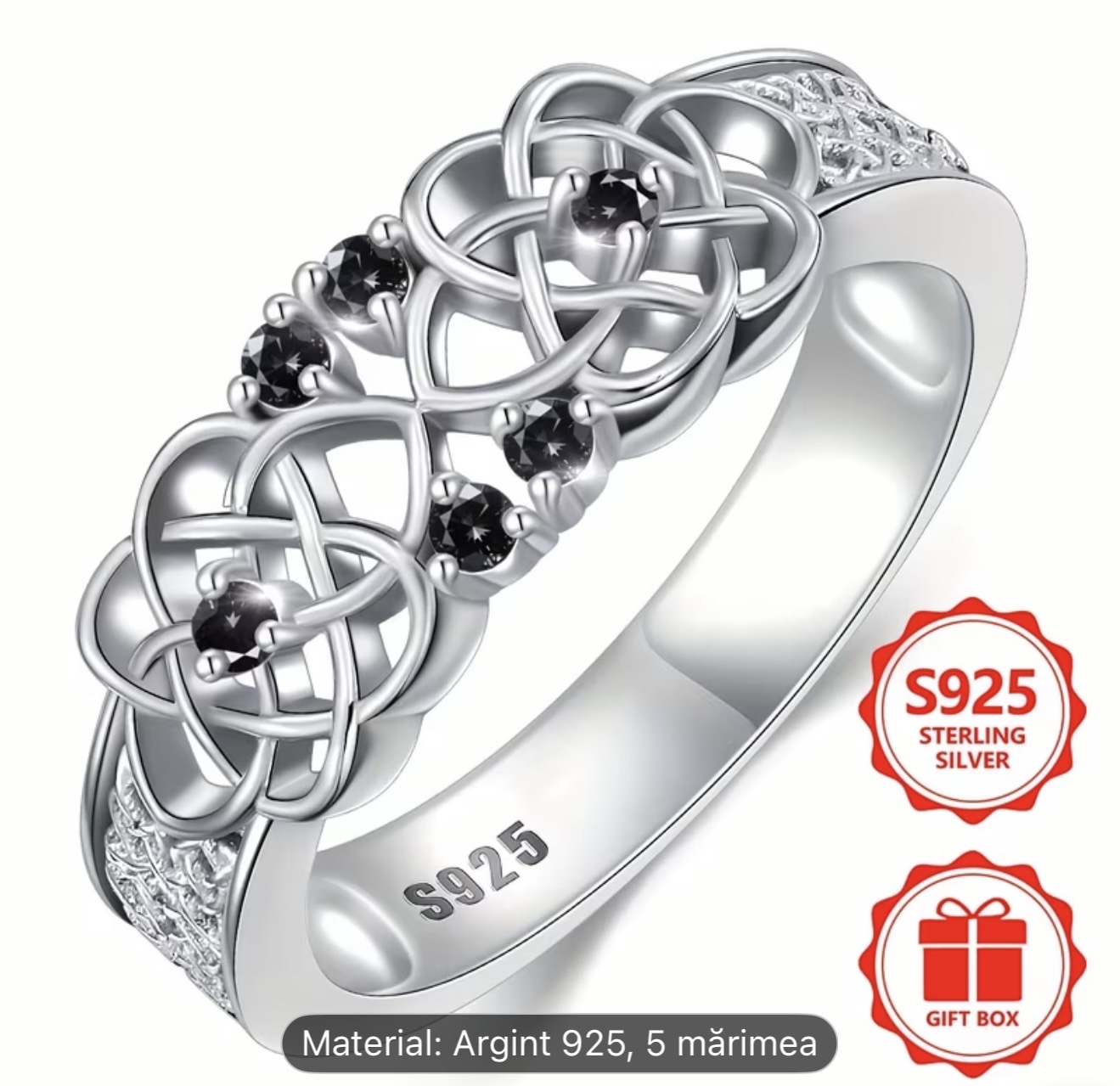 Inel din argint sterlin cu nod celtic