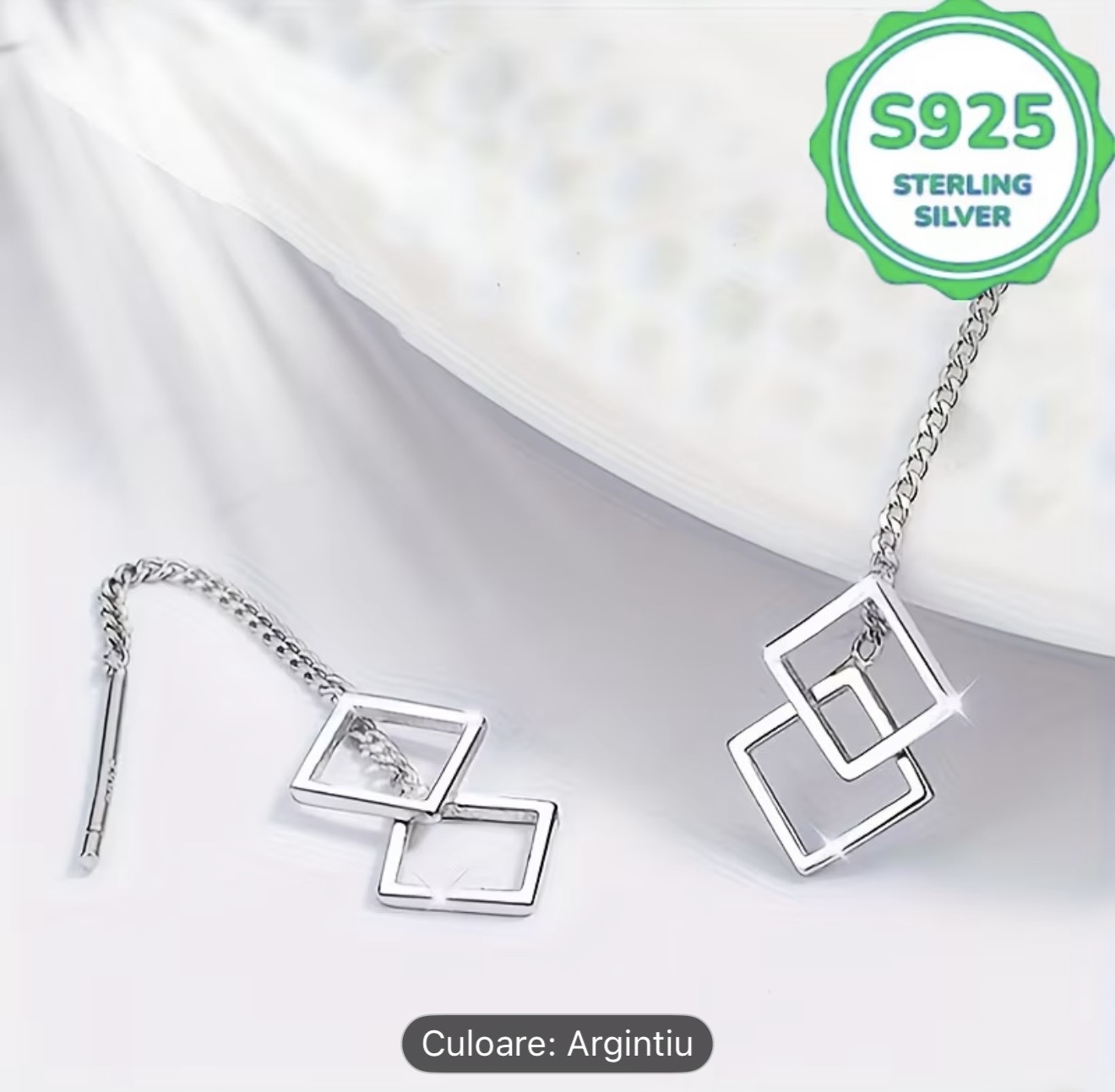 Cercei geometrici din argint sterling