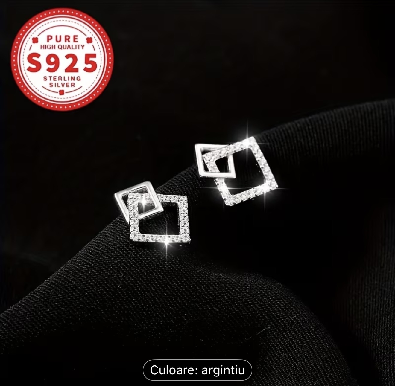 Cercei geometrici din argint sterling