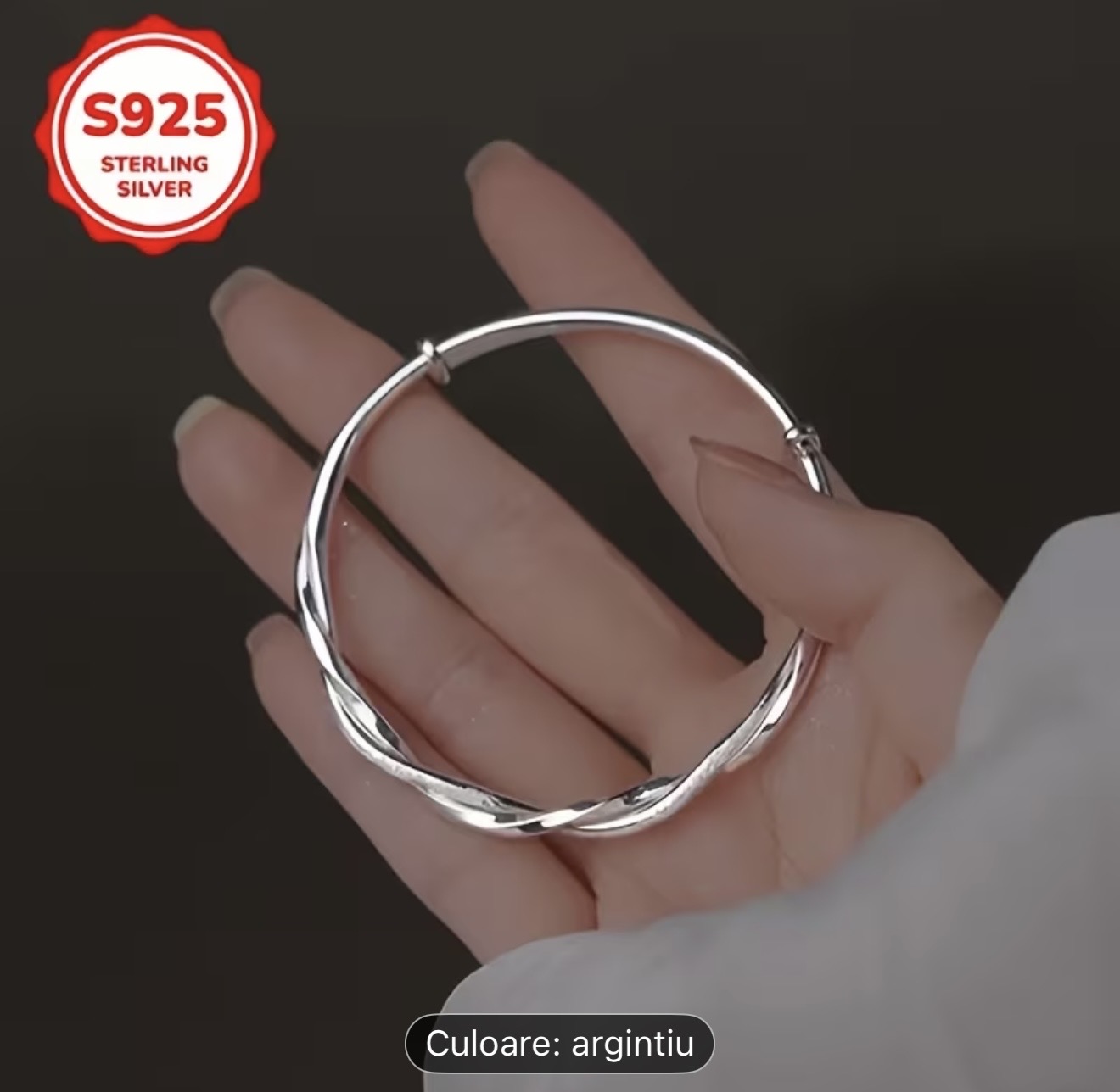 Brățară răsucită din argint 925