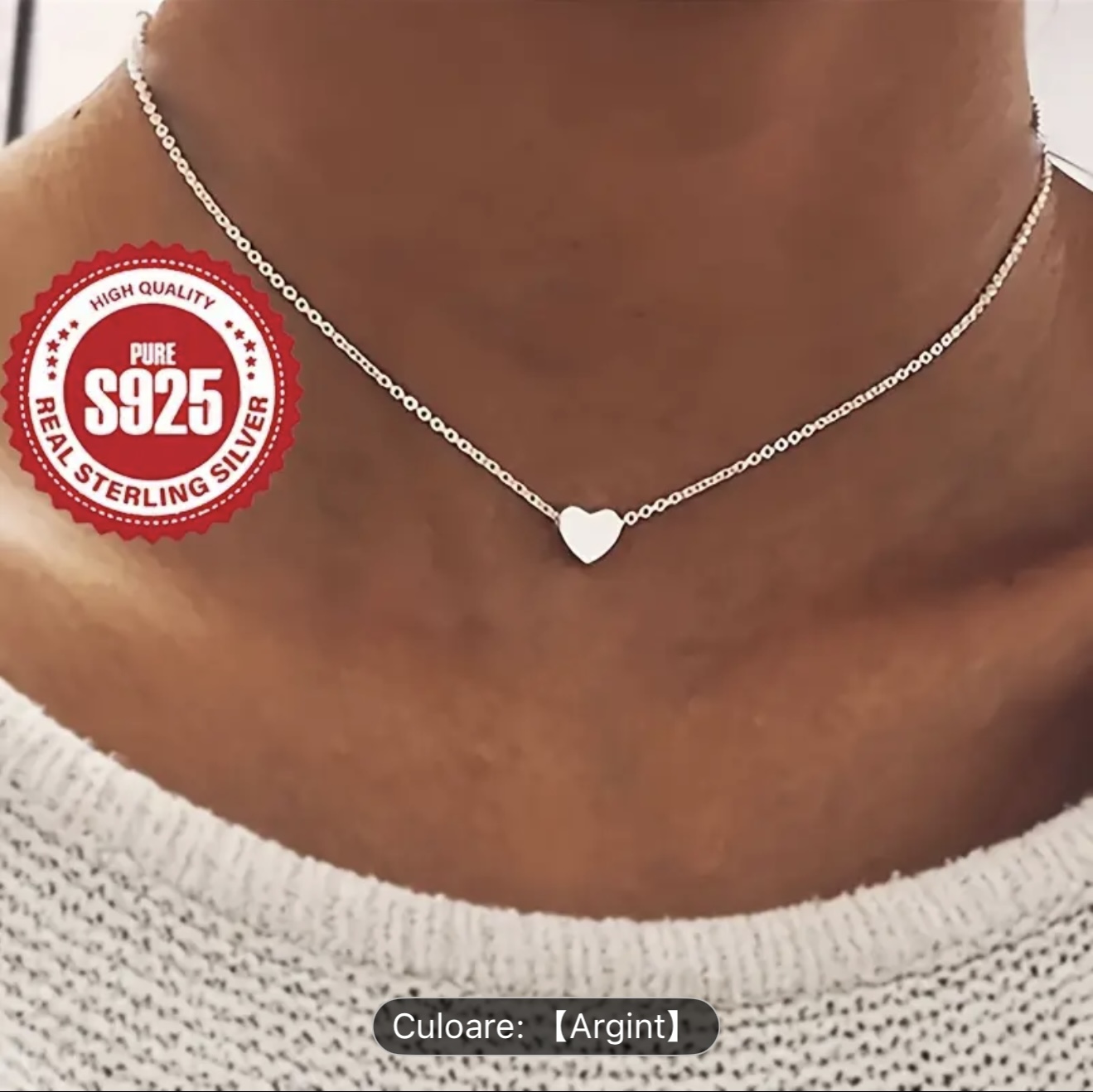 Colier inimă de argint