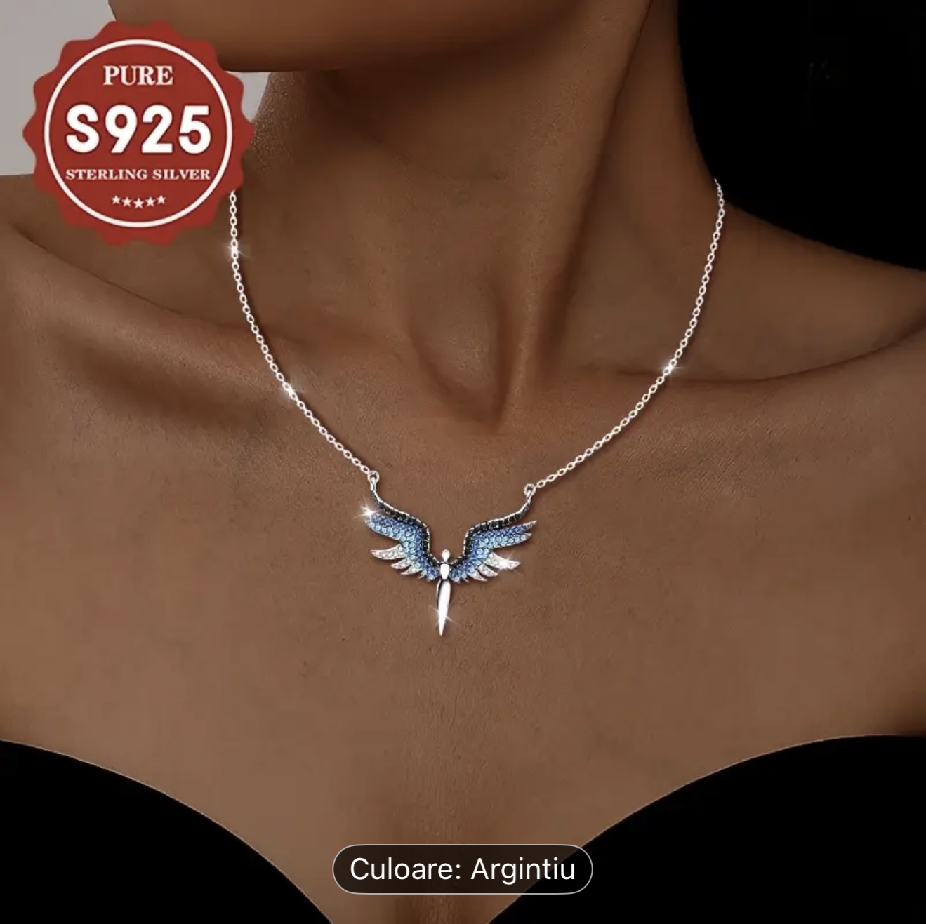 Colier cu aripi de înger din argint