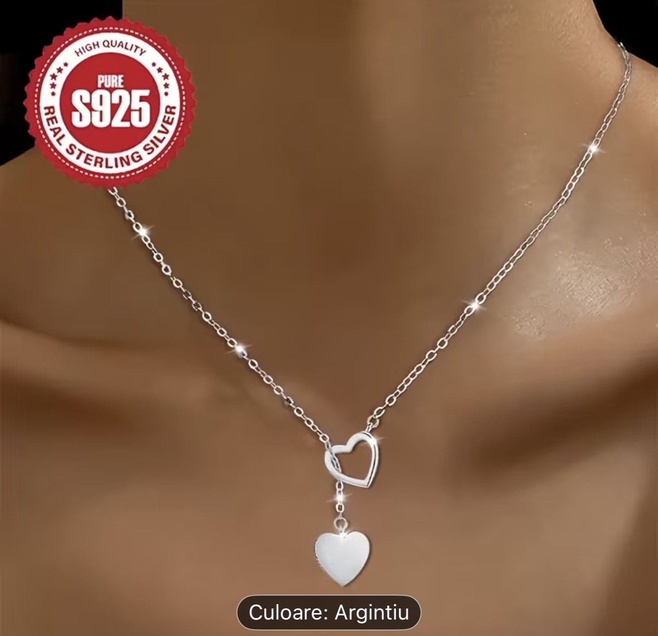 Colier cu pandantiv inimă din argint sterling