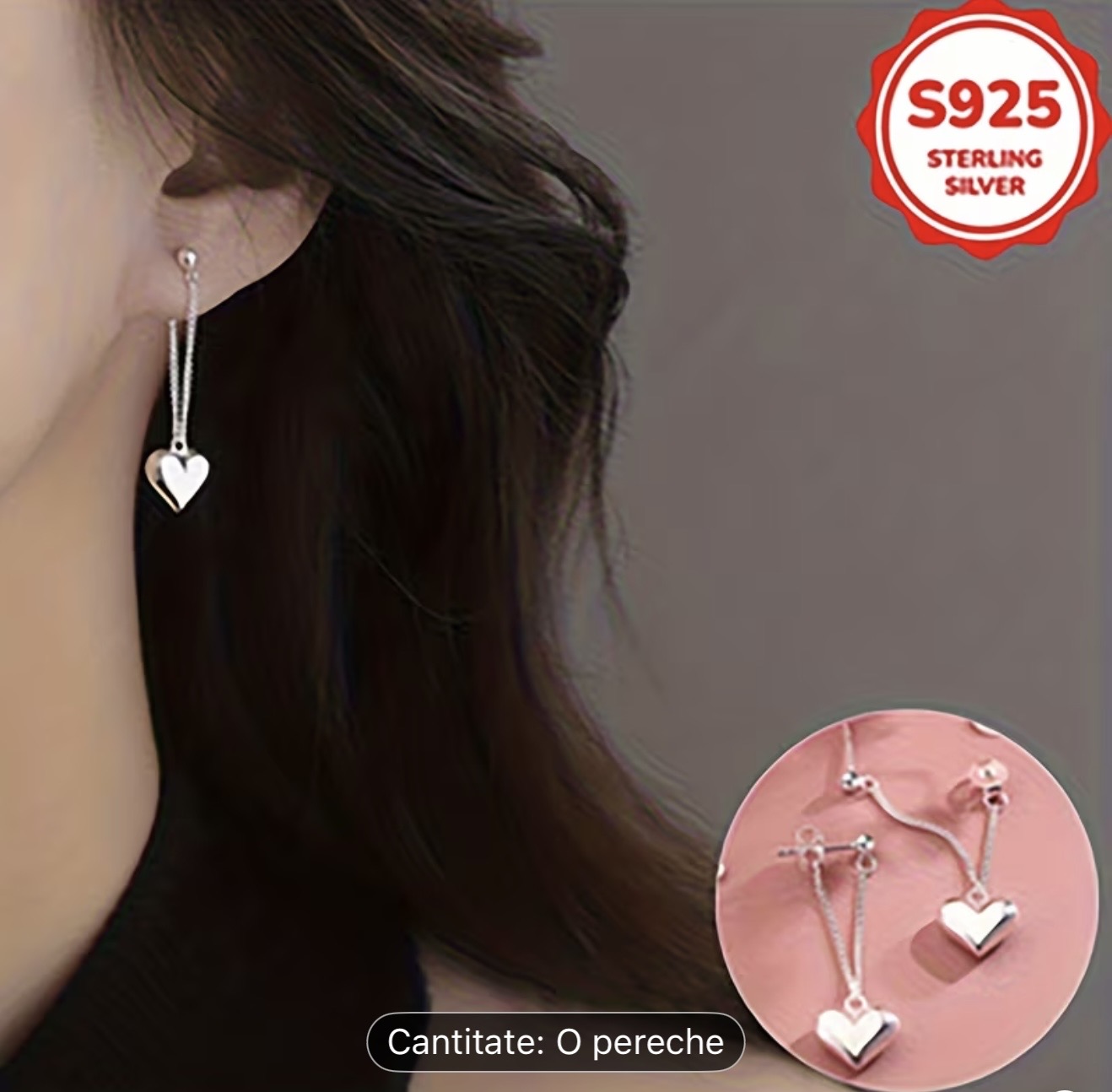 Cercei cu inimă din argint 925