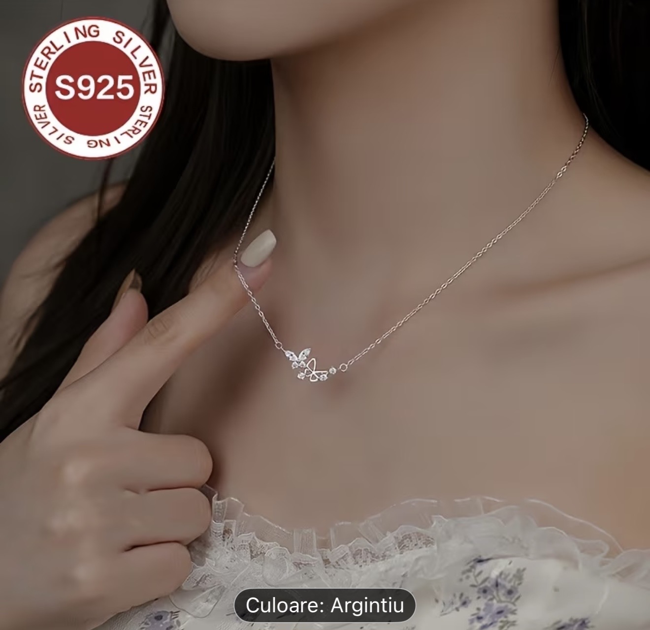 Colier cu fluture din argint sterlin S925