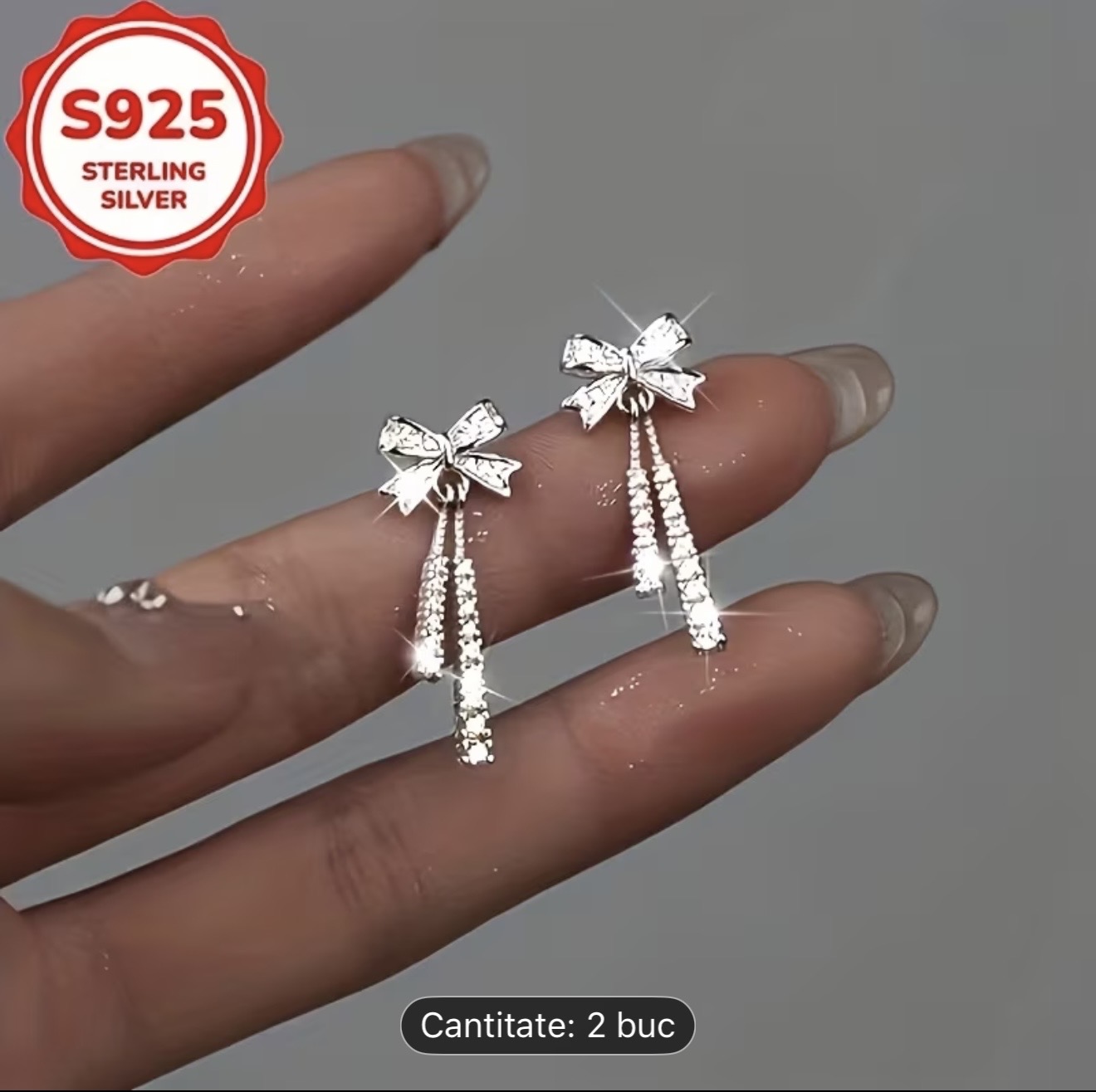 Cercei cu fundă din argint sterlin S925