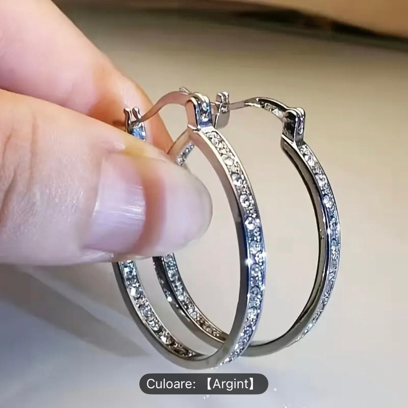 Cercei eleganti cu cerc de argint