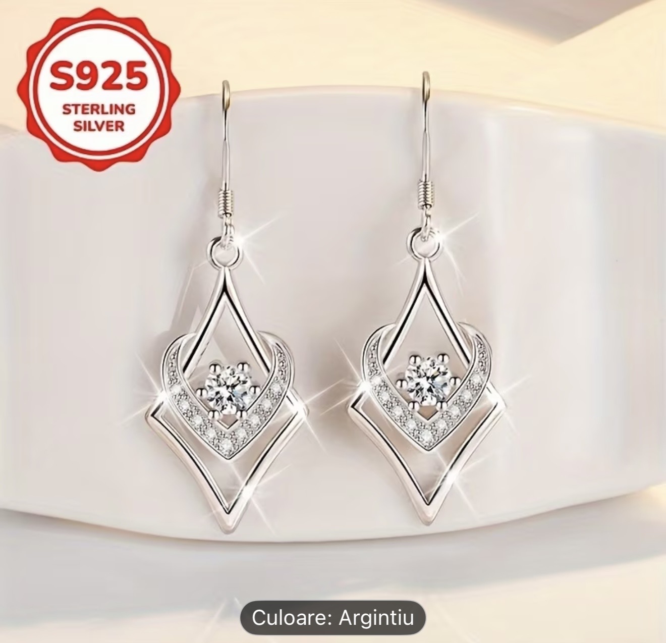 Cercei geometrici din argint 925