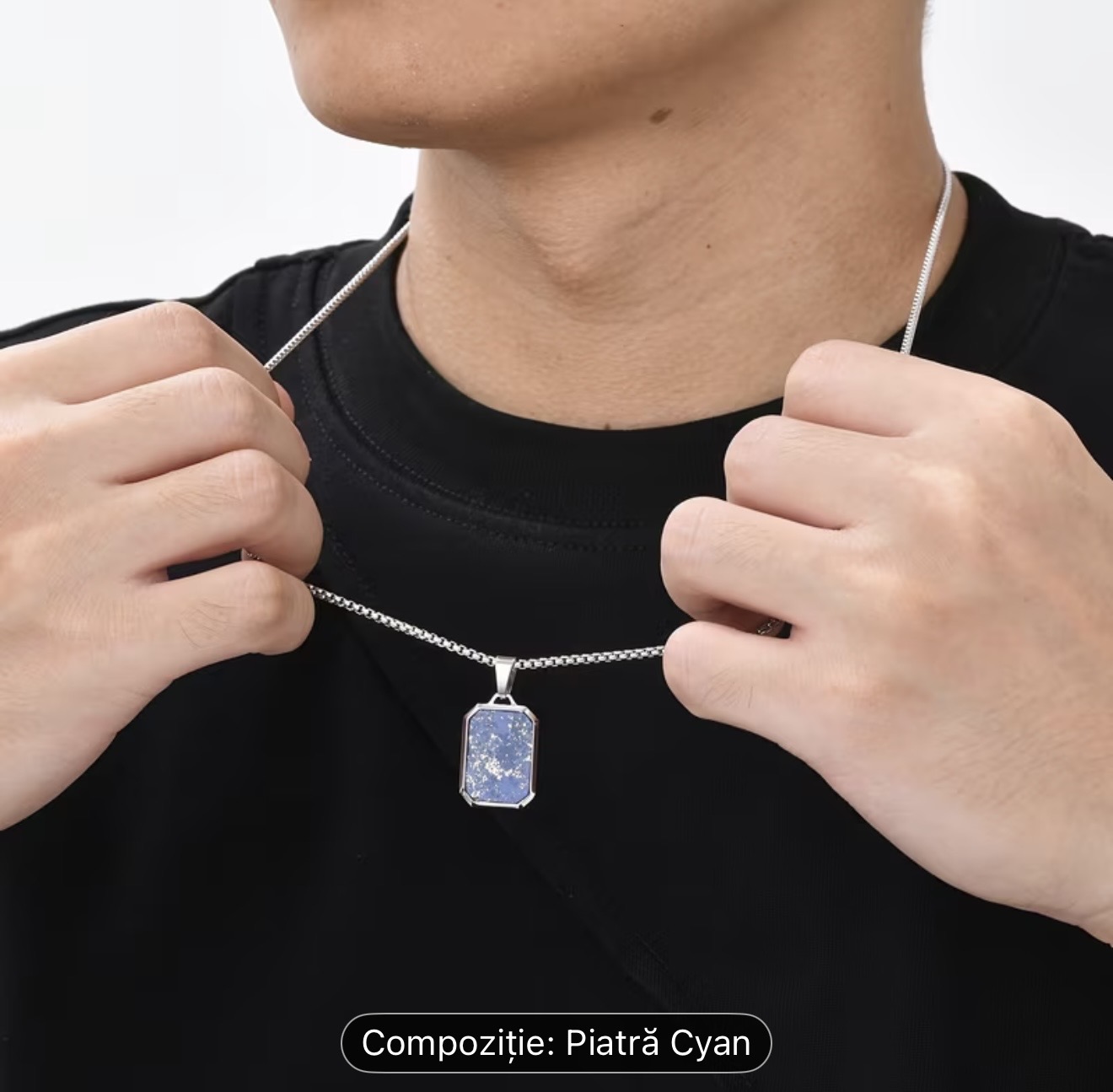 Colier cu pandantiv din piatră cyan
