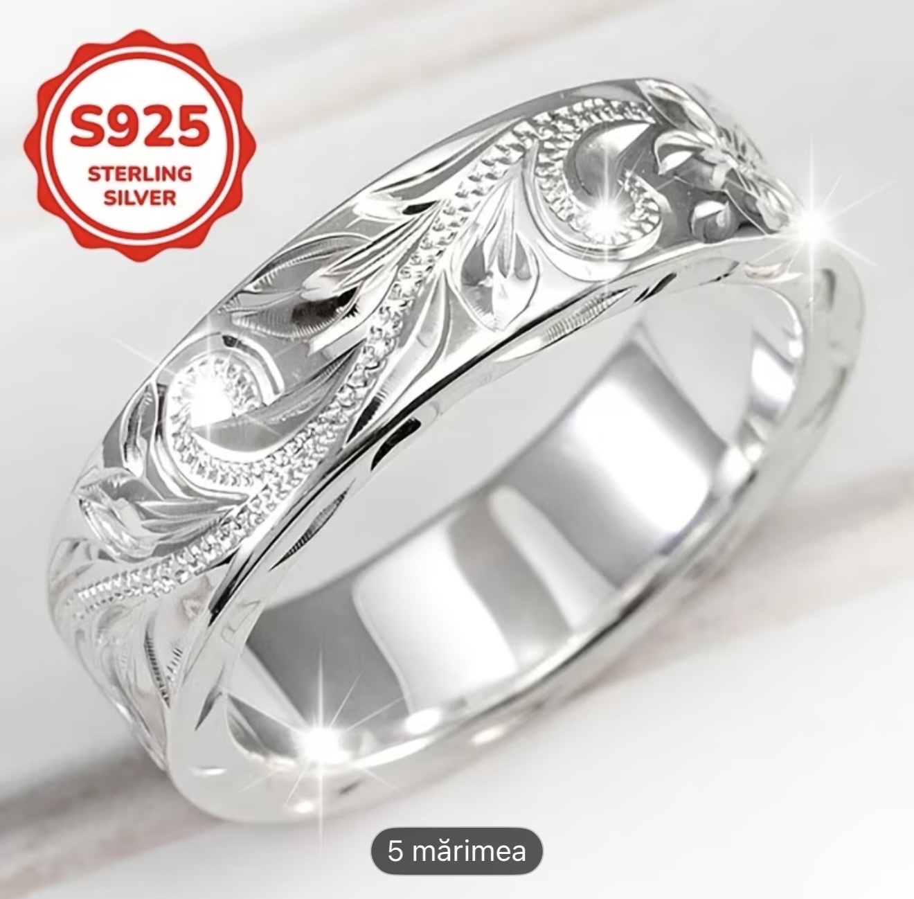 Inel ornamentat din argint sterling