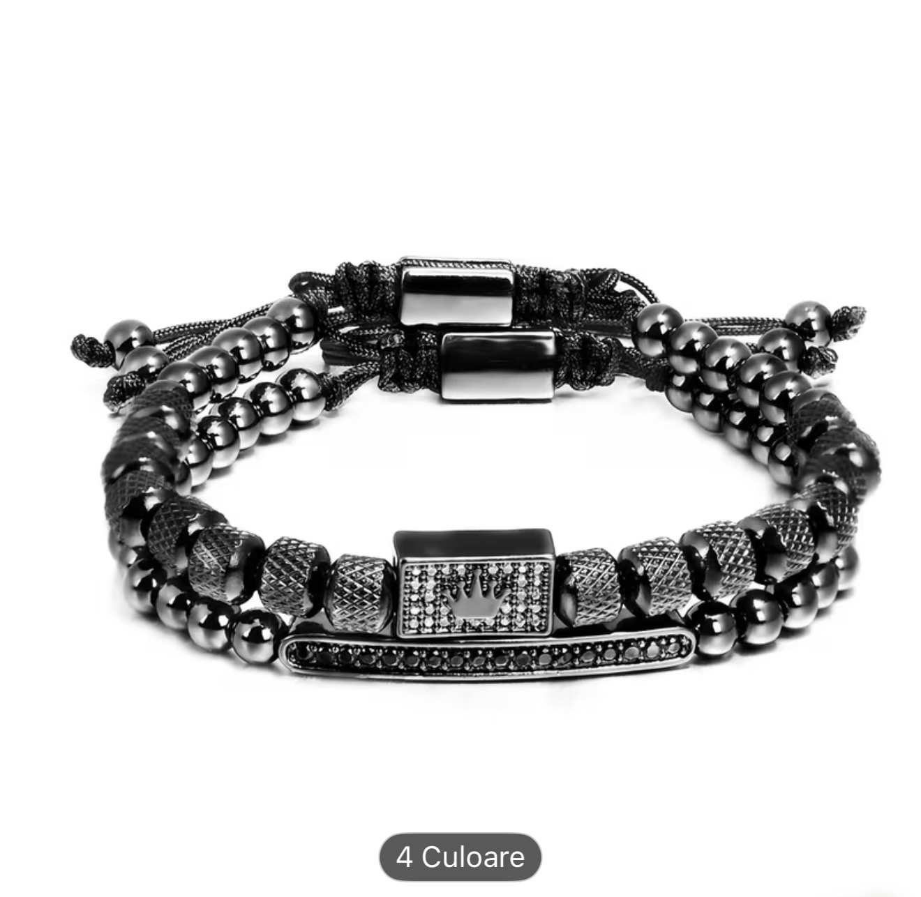 Set Brățari reglabile cu mărgele negre 