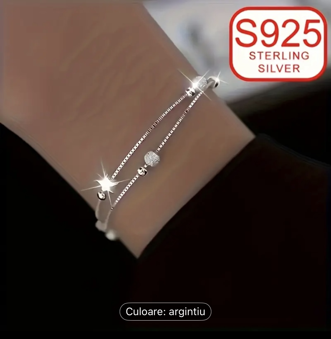 Brățară din argint cu bilute si stelute