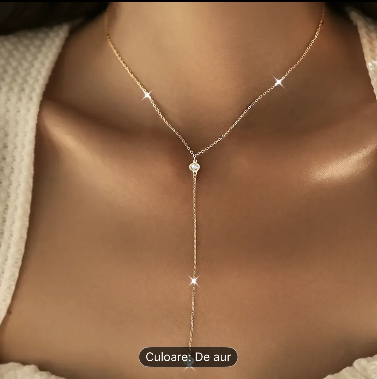 Colier elegant cu lariat din argint