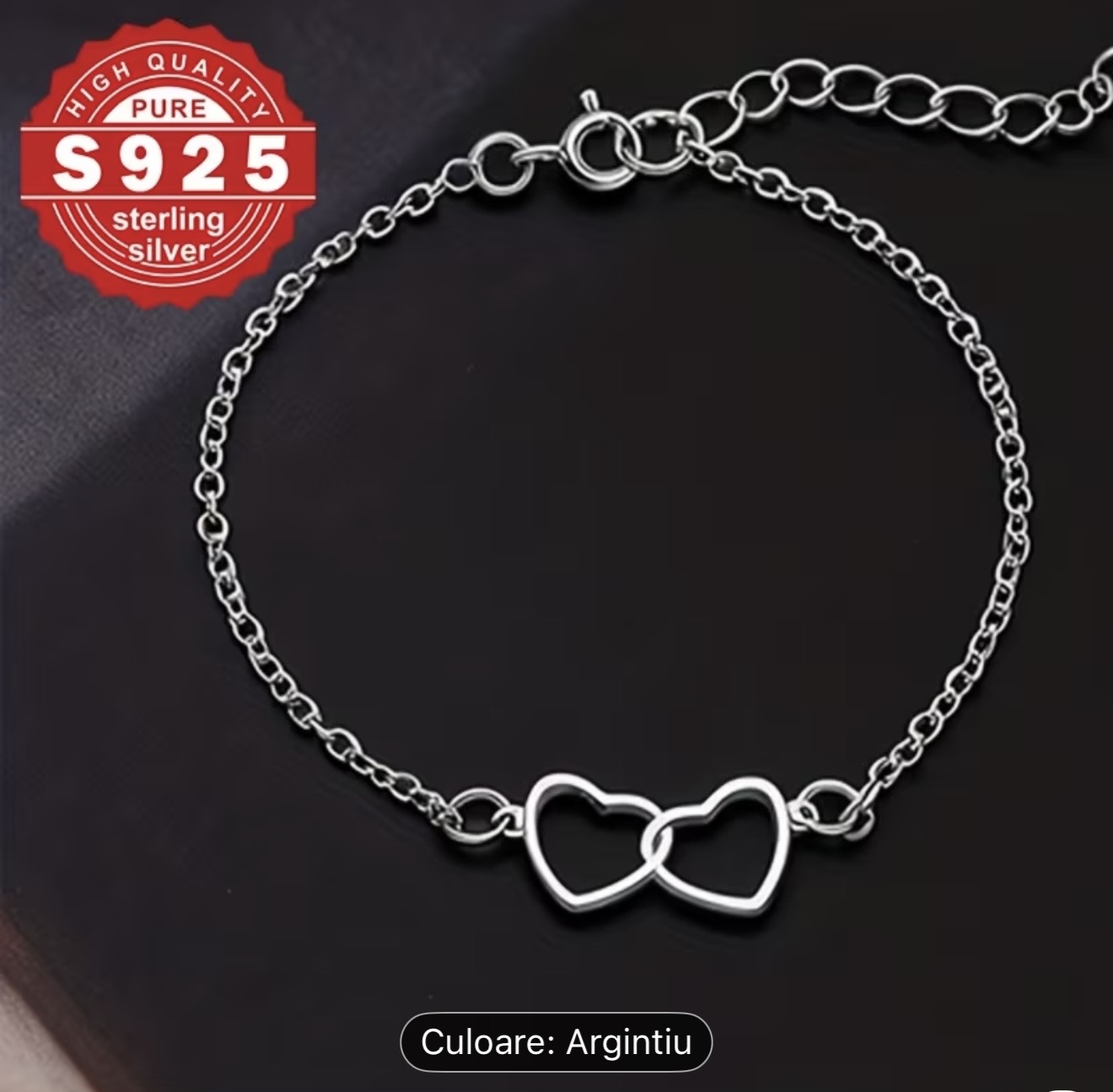 Brățară din argint 925 cu inimă dublă
