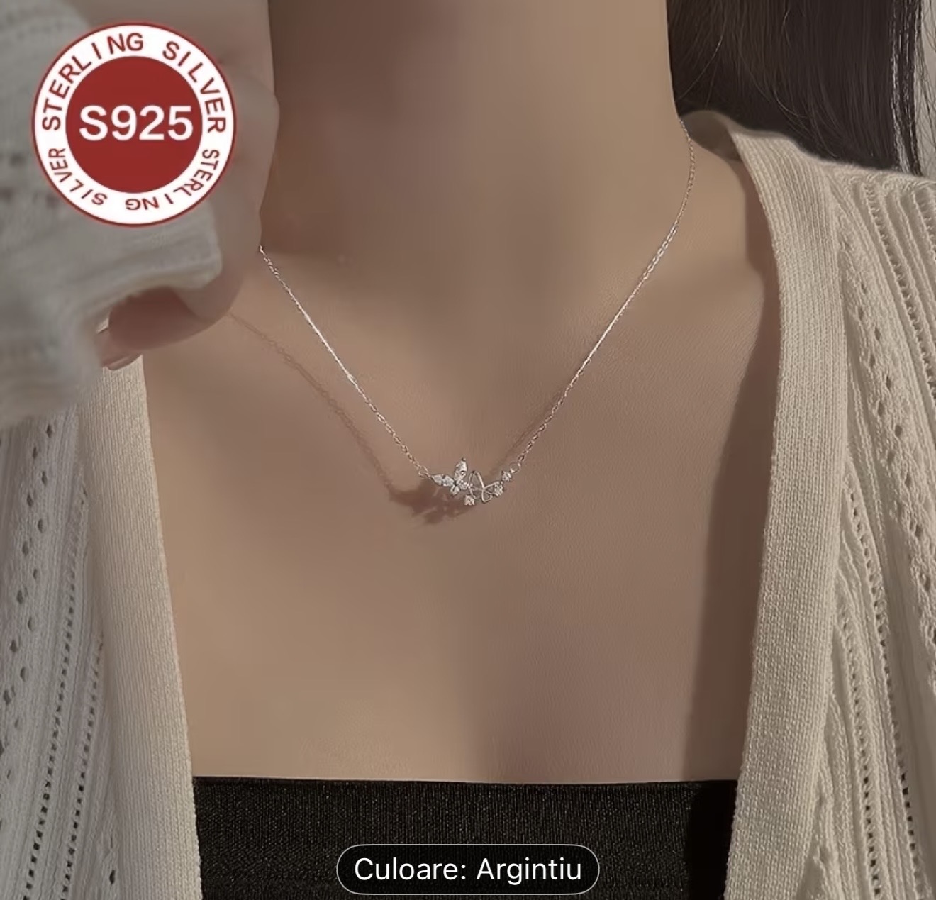 Colier cu fluture din argint sterlin S925