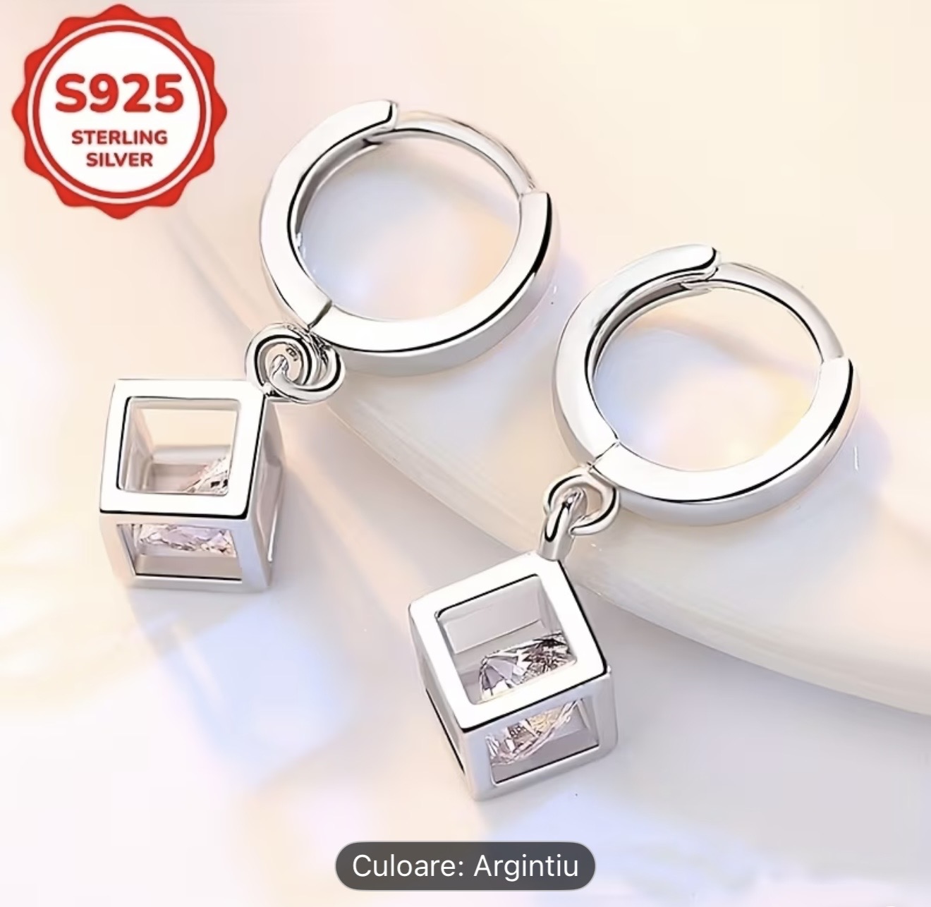 Cercei geometrici din argint 925