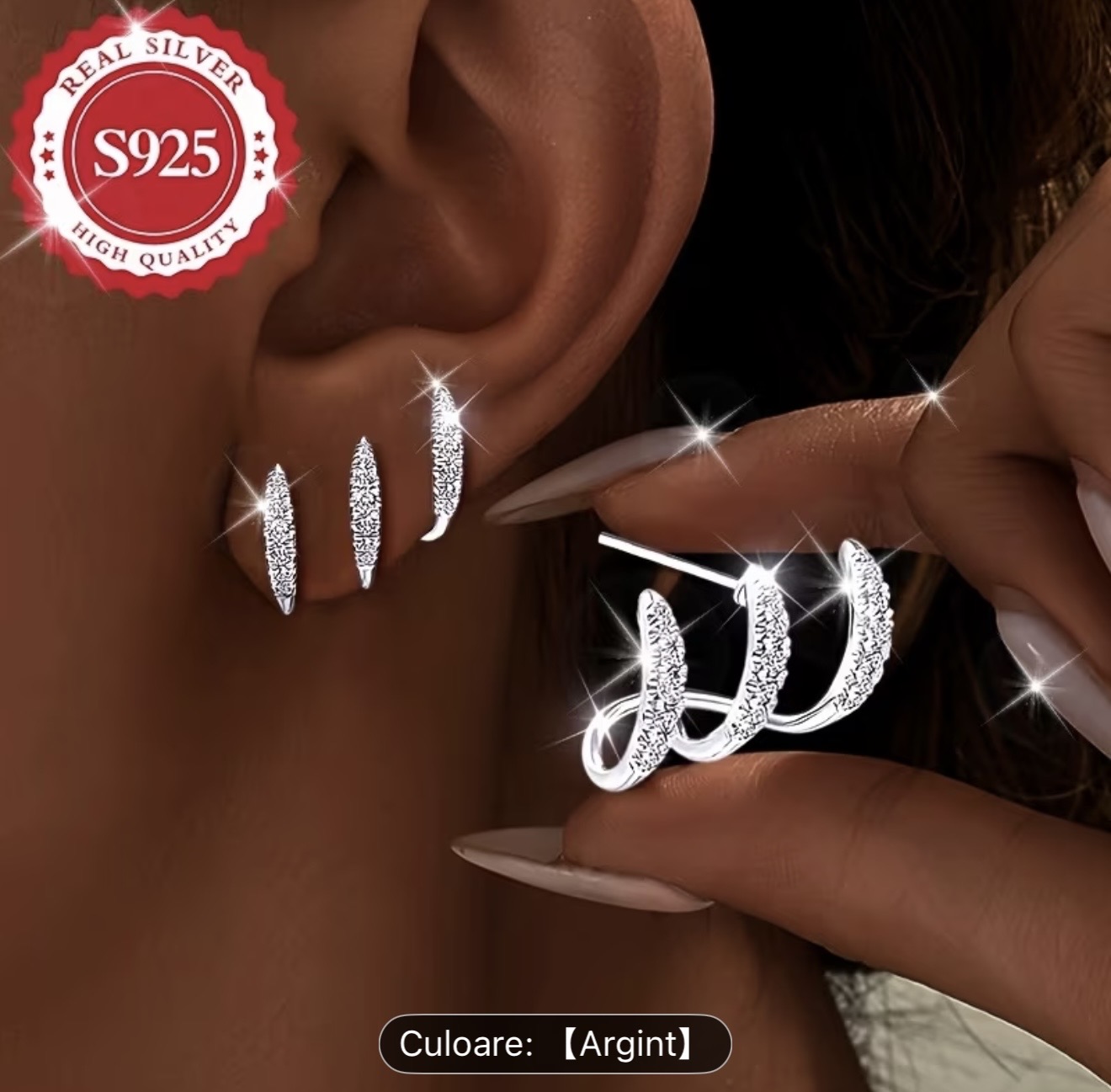 Cercei alpiniști din argint 925