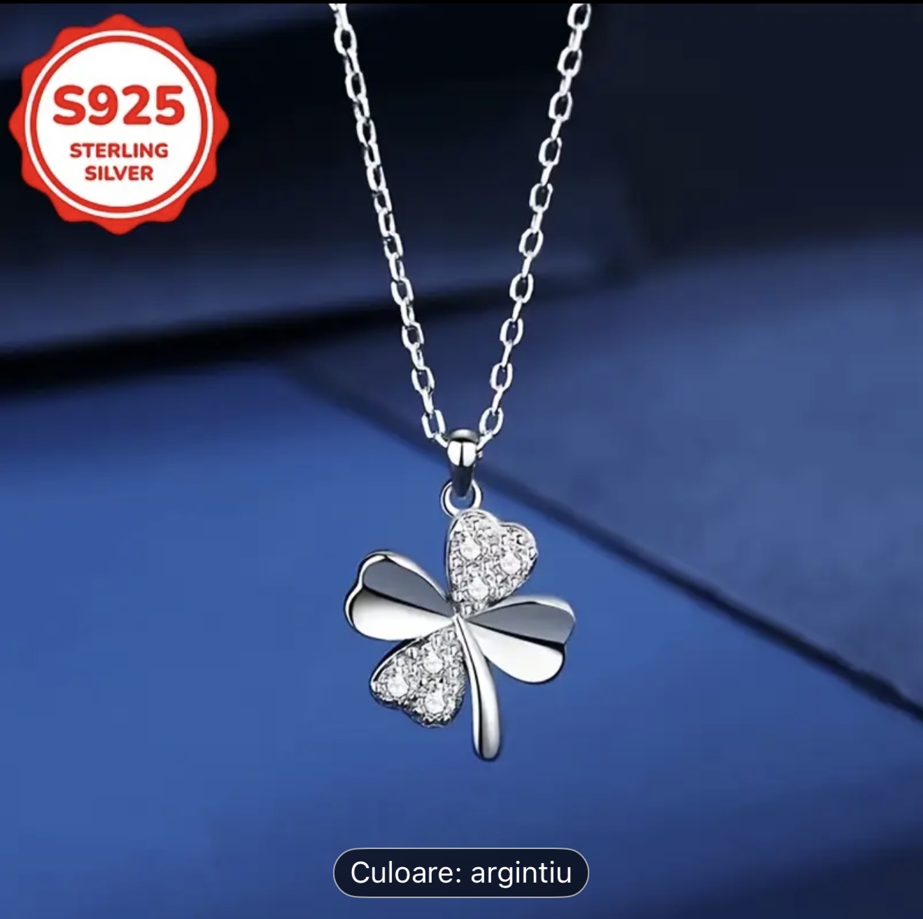 Colier din argint cu trifoi cu patru foi