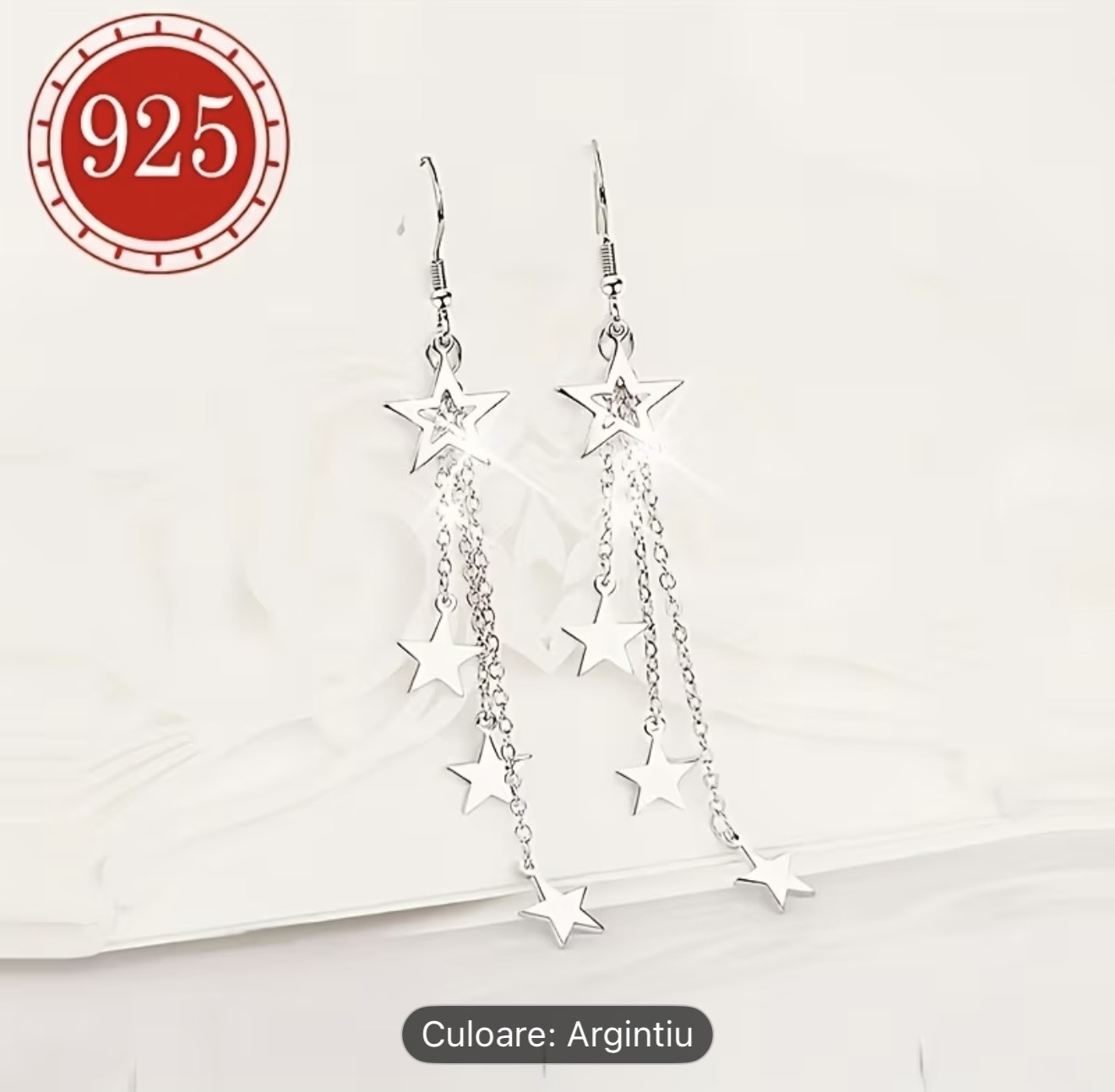 Cercei argintii cu stea suspendată