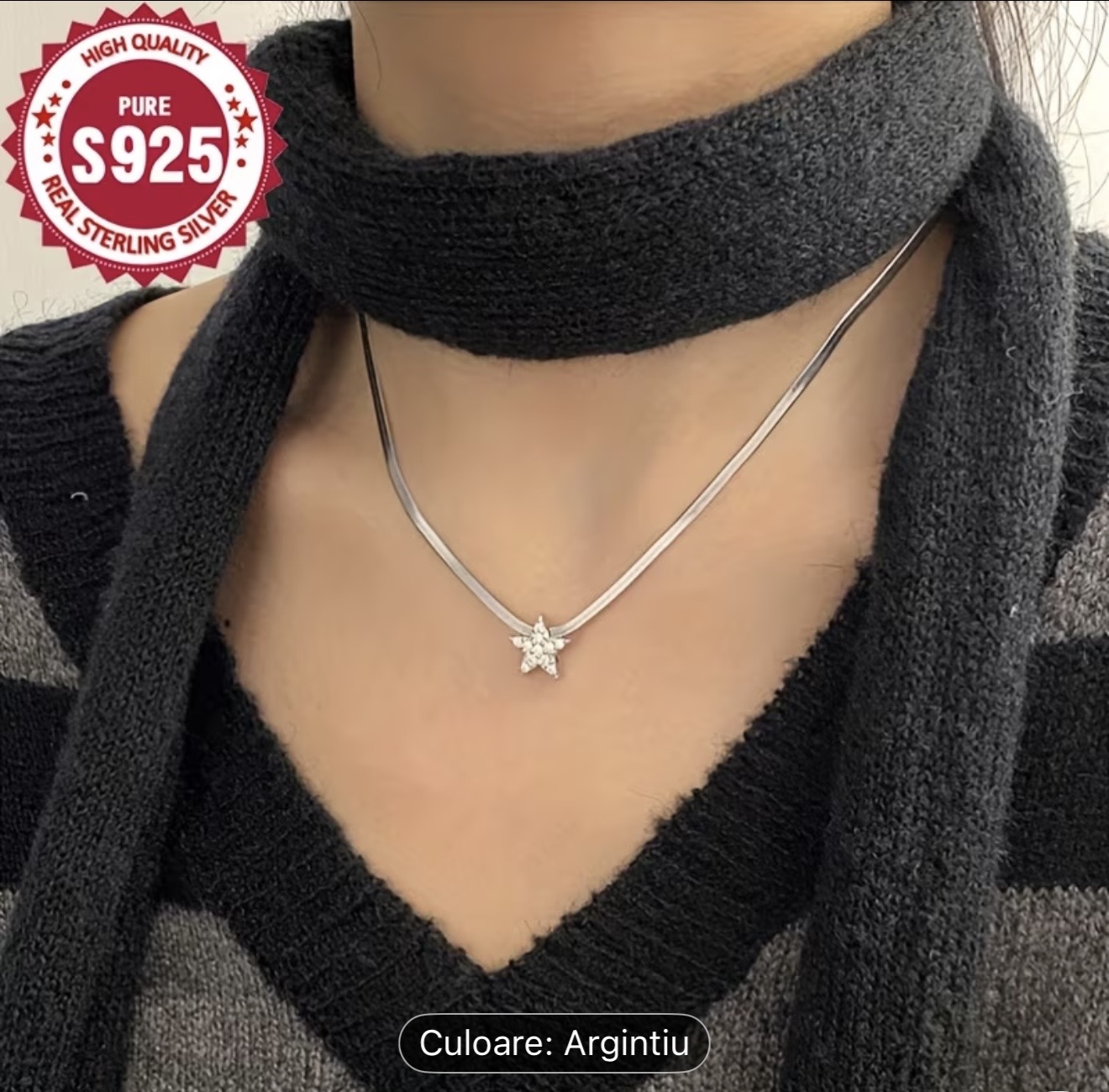 Colier cu pandantiv stea din argint 925