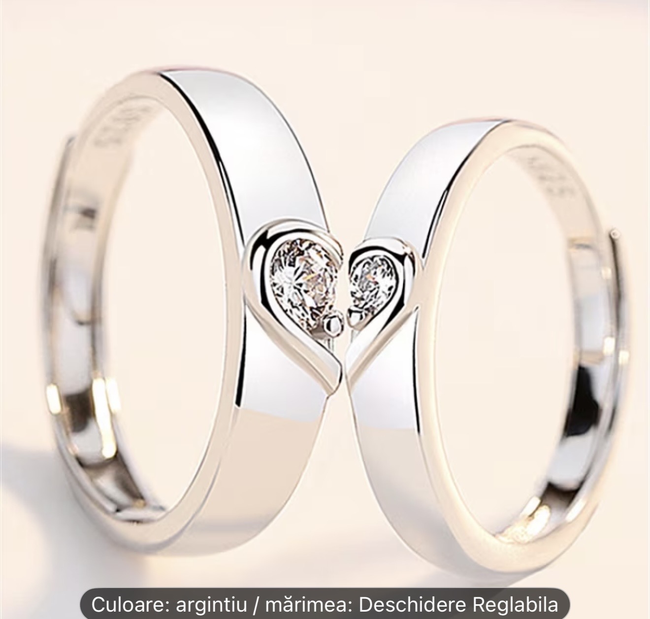 Cuplu Inimă Inele Argint