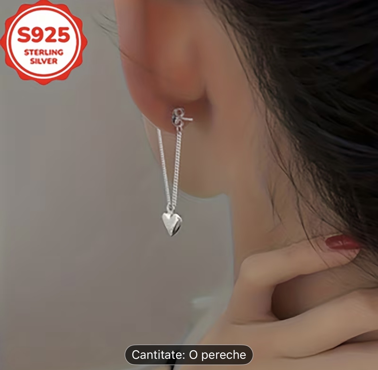 Cercei cu inimă din argint 925