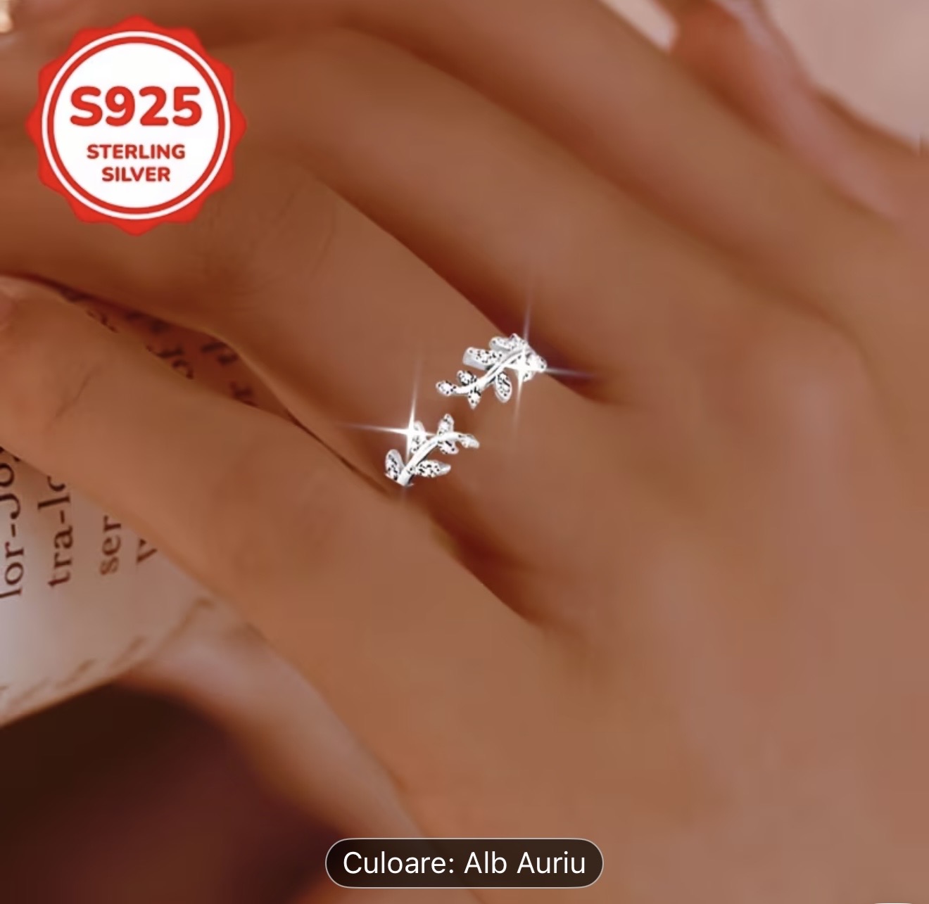 Inel din argint 925 cu frunze
