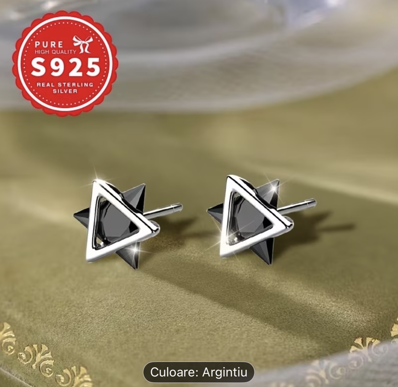 Cercei geometrici din argint sterling