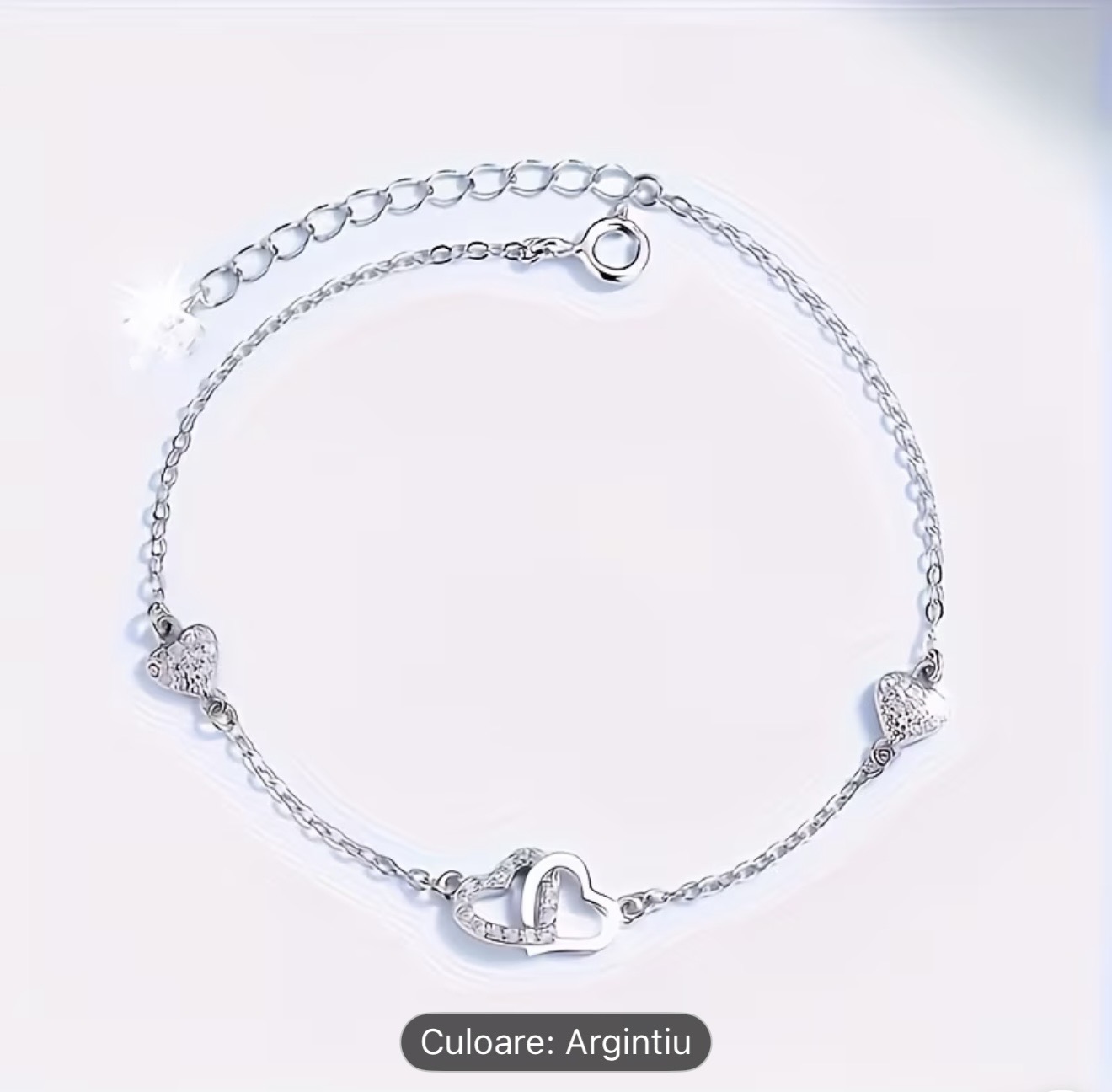 Brățară inimă de argint