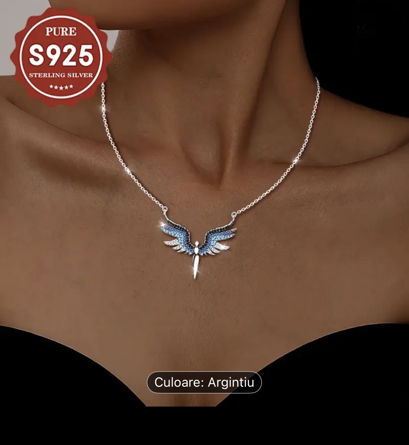 Colier cu aripi de înger din argint