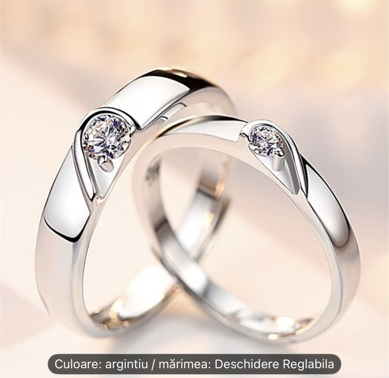Cuplu Inimă Inele Argint
