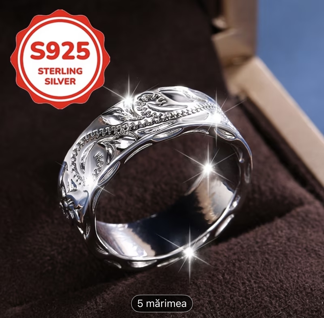 Inel ornamentat din argint sterling