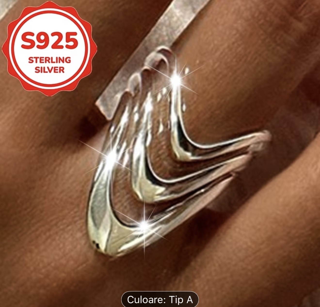 Inel din argint 925 cu valuri