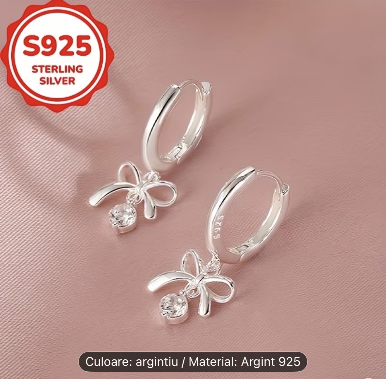 Cercei cu fundă din argint 925