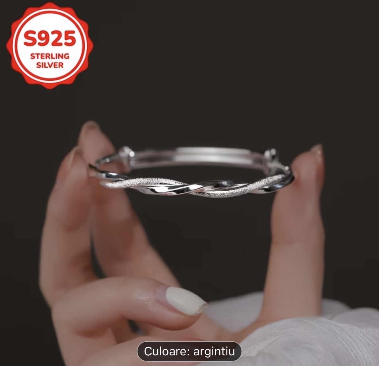 Brățară răsucită din argint 925
