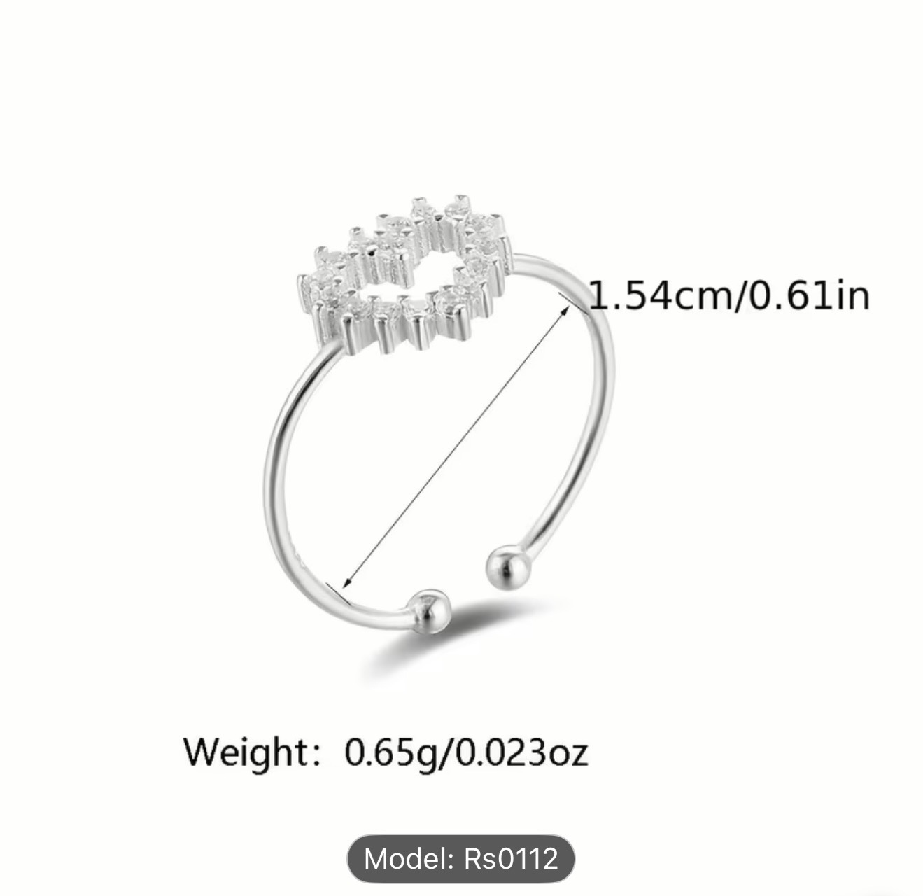 Inel inimă din argint sterling