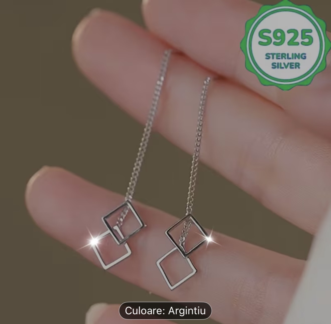 Cercei geometrici din argint sterling