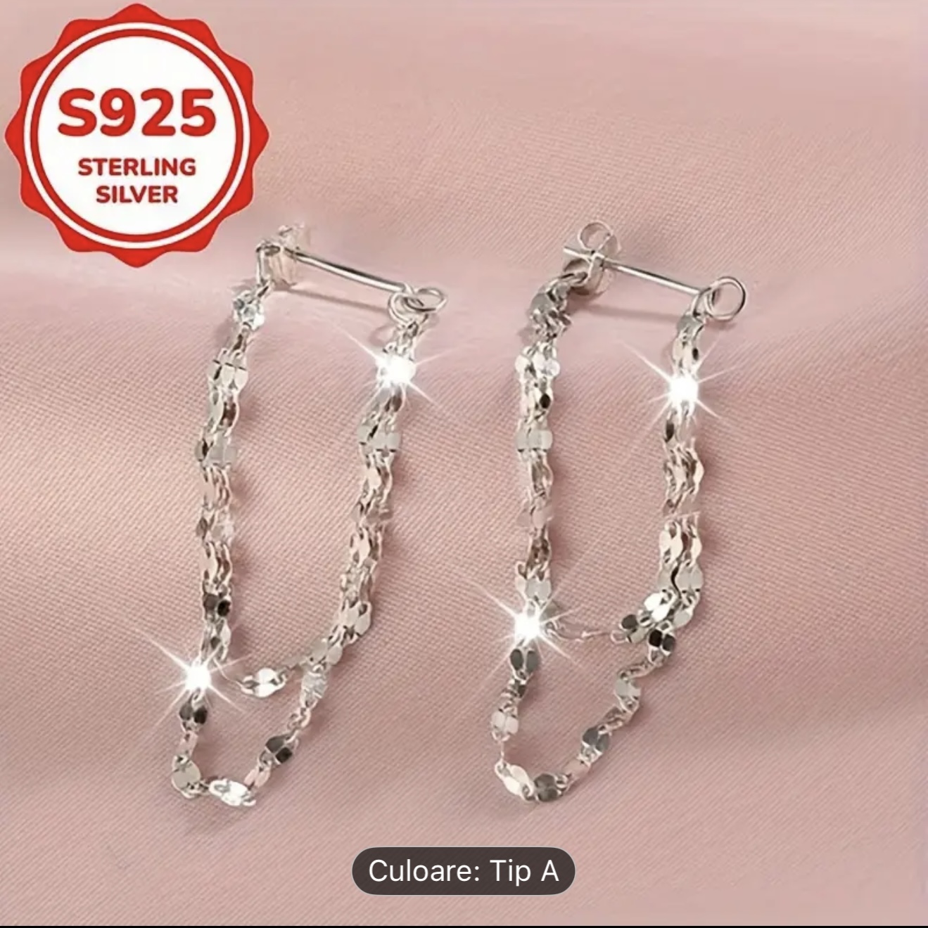 Cercei lant dublu lungi din argint