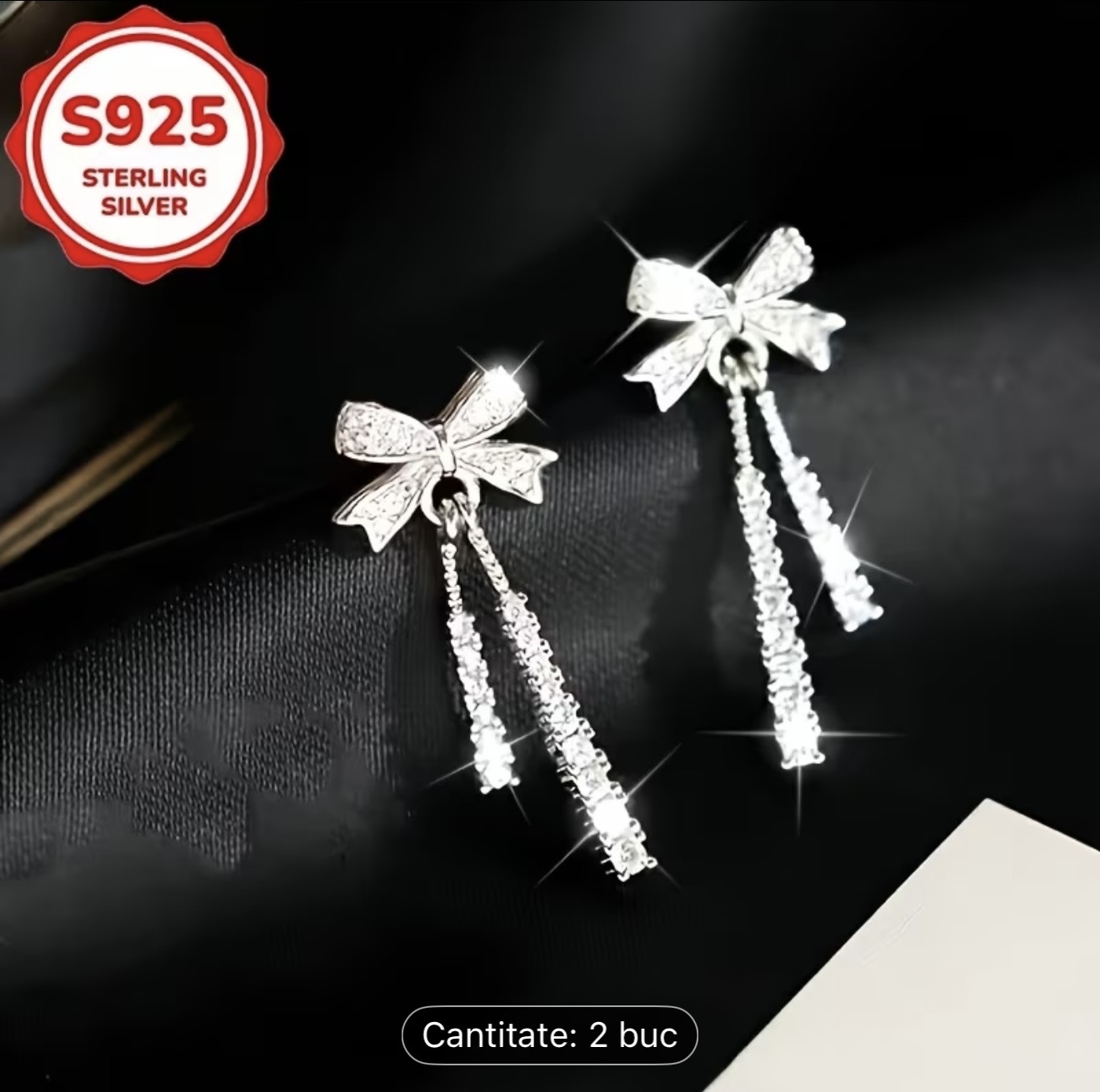 Cercei cu fundă din argint sterlin S925