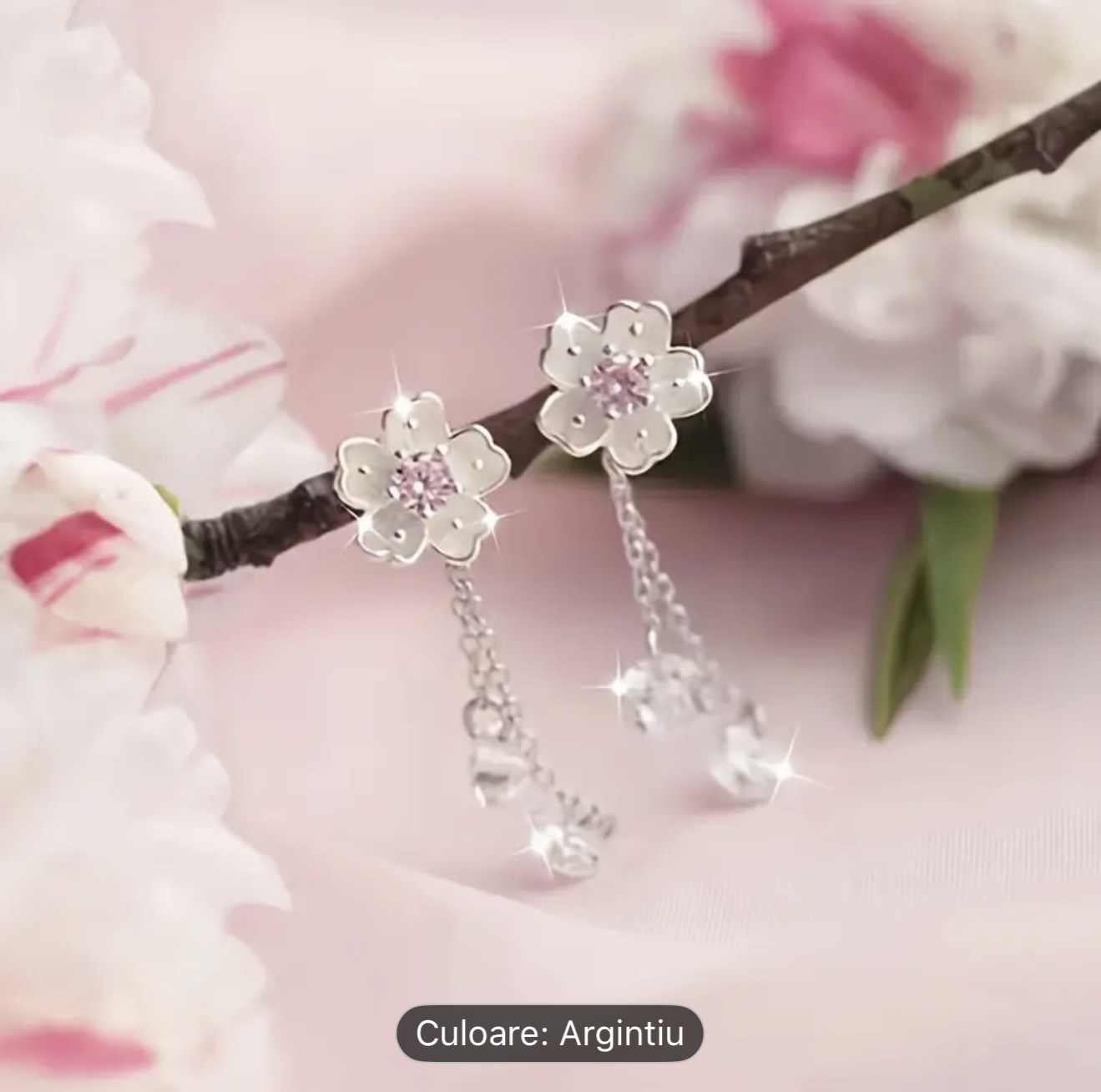 Cercei eleganti cu picături cu flori