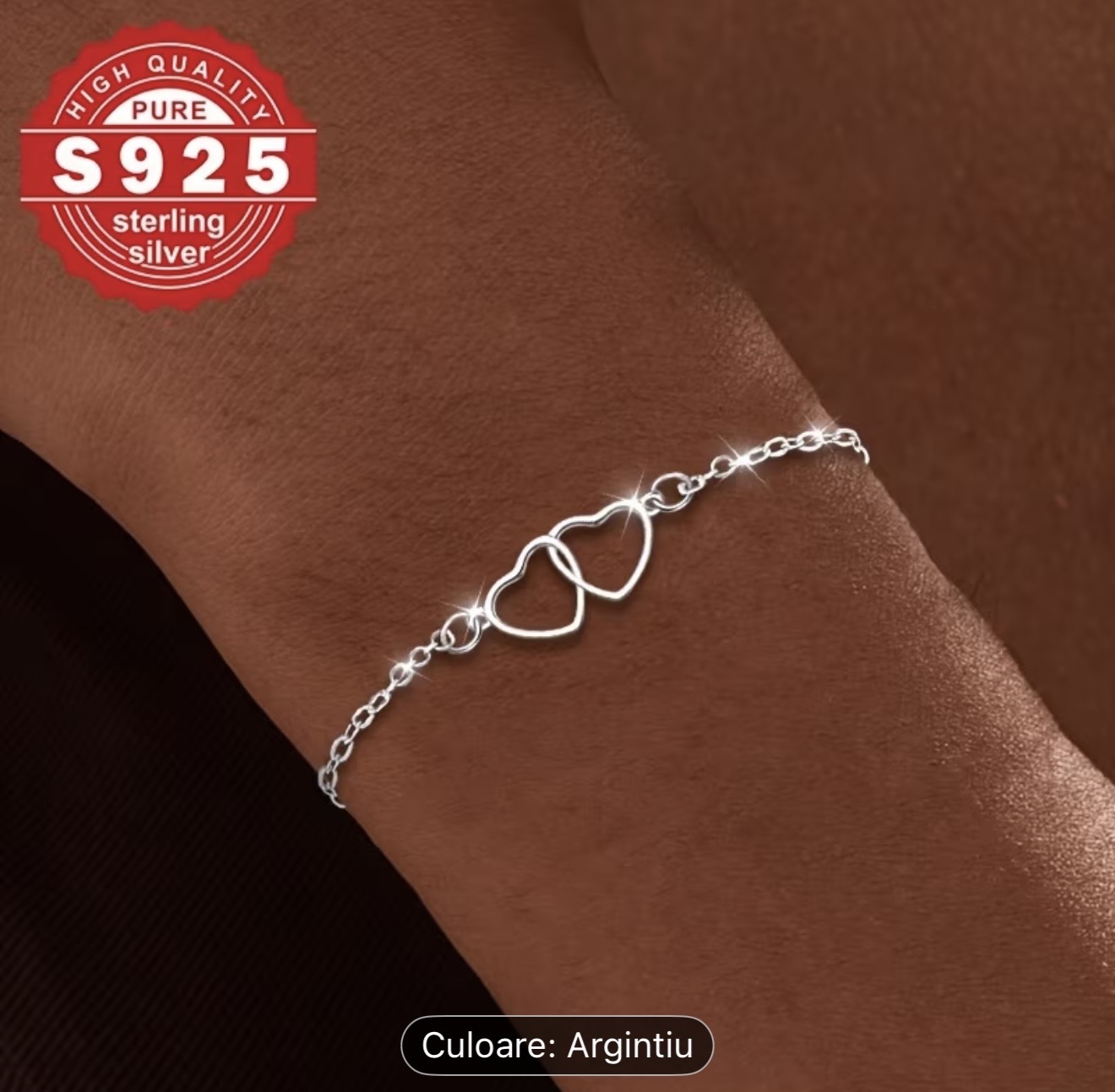 Brățară din argint 925 cu inimă dublă