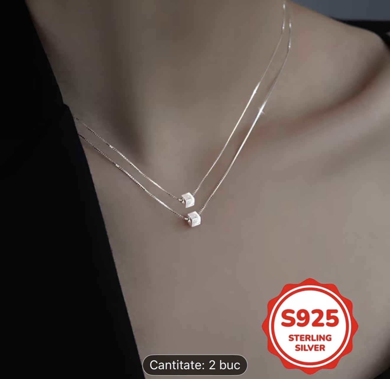 Colier din argint sterlin cu strat dublu