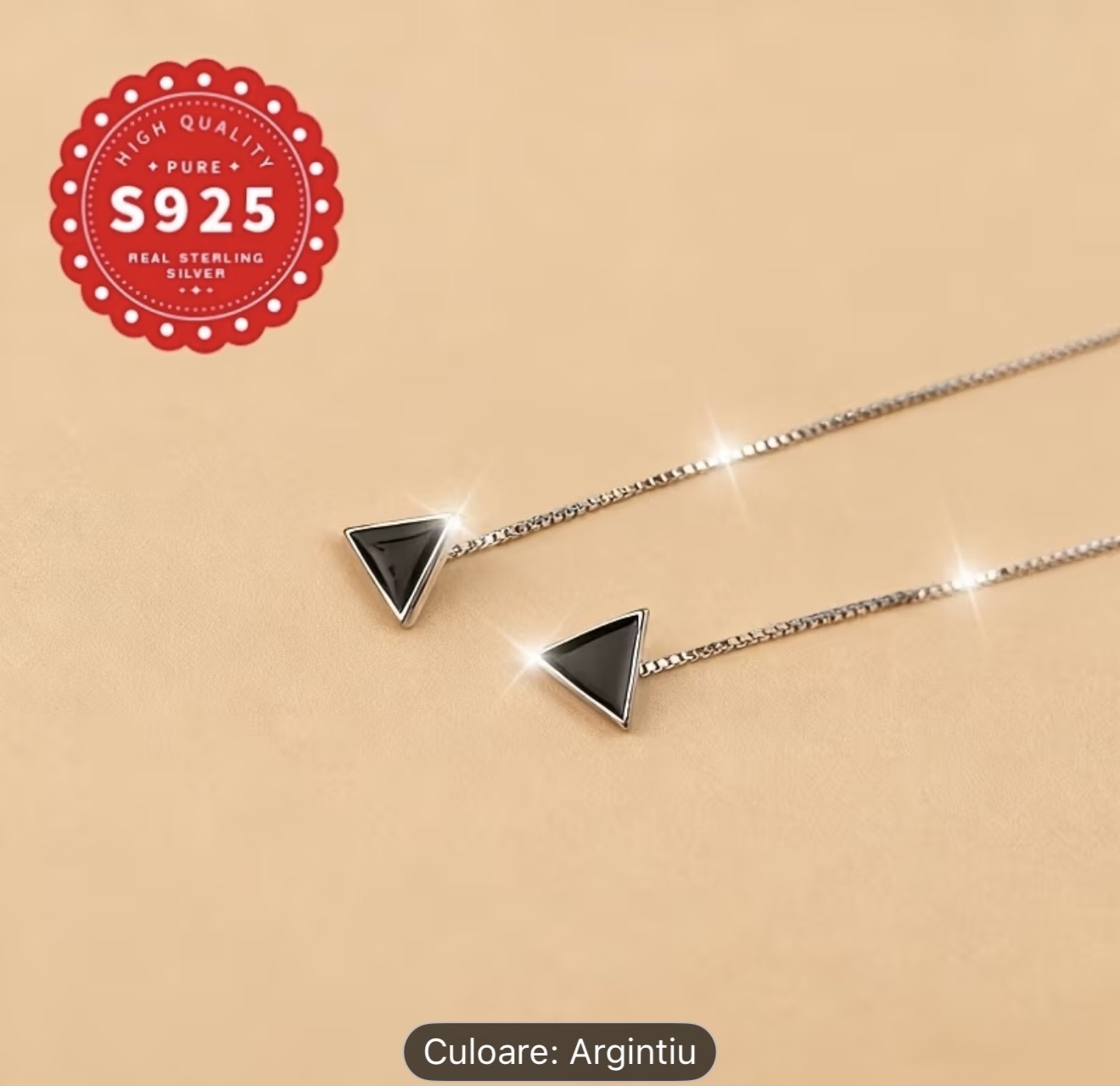 Cercei geometrici din argint sterlin cu filet