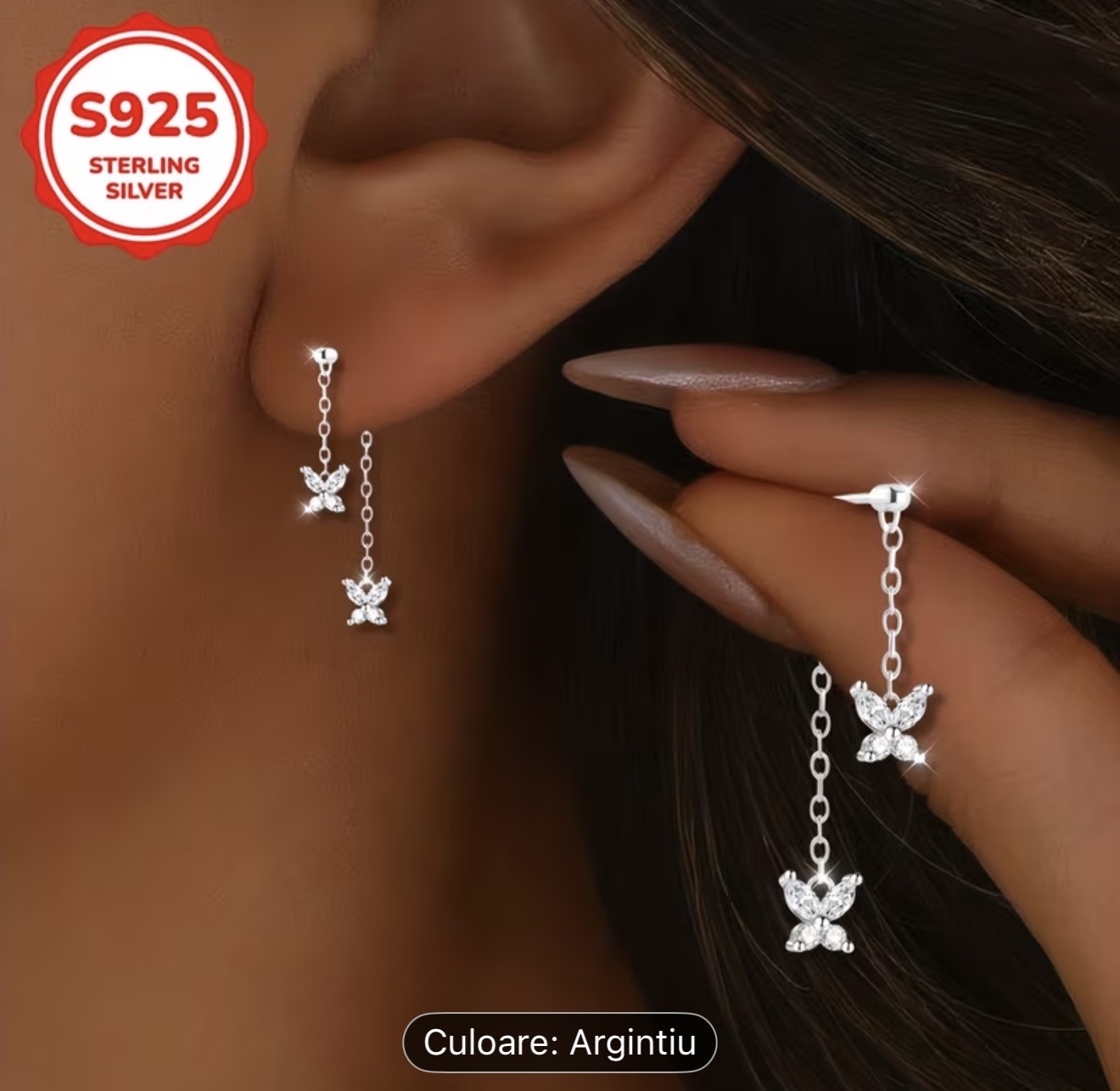 Cercei Fluture din Argint Sterling