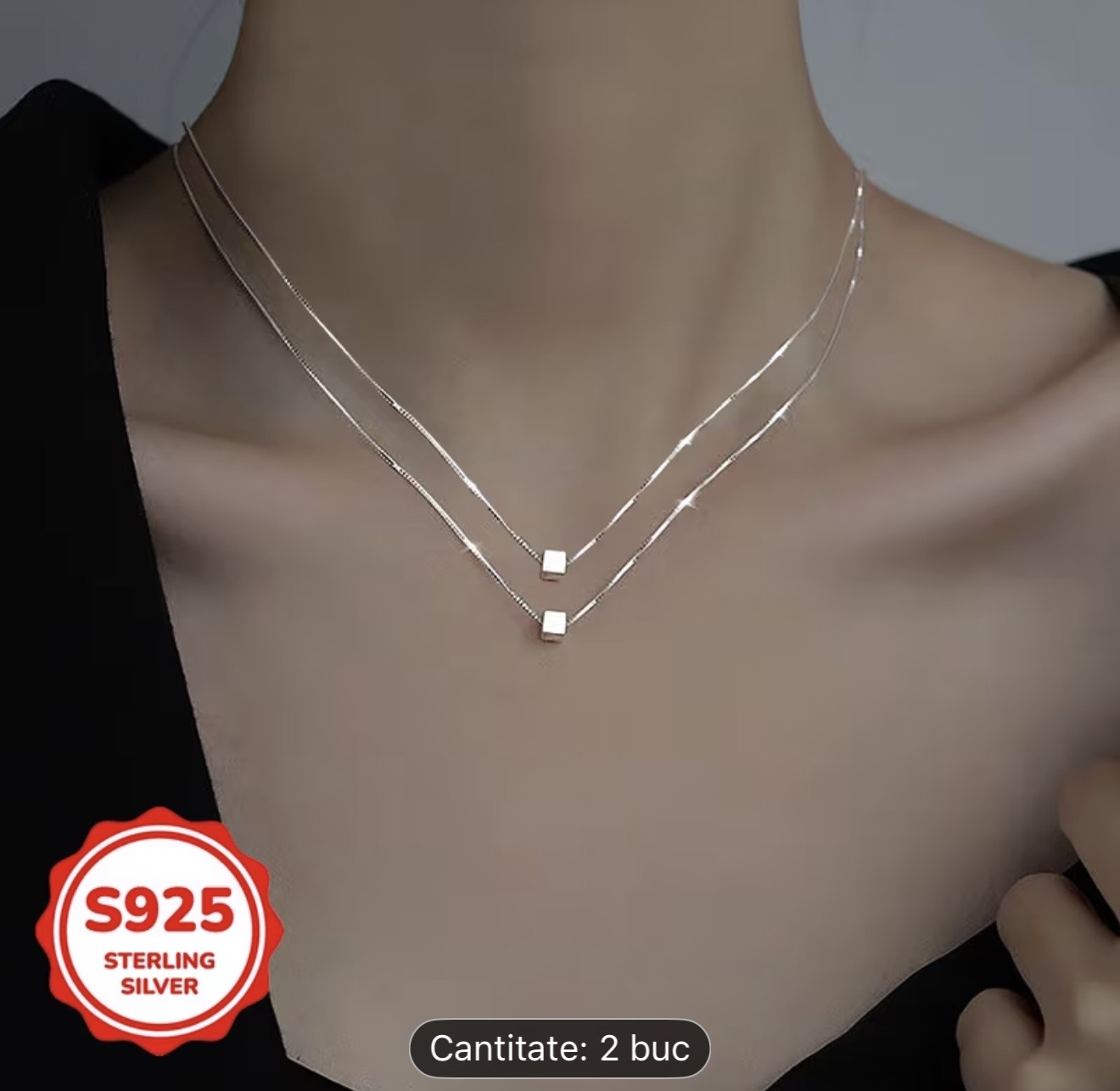 Colier din argint sterlin cu strat dublu