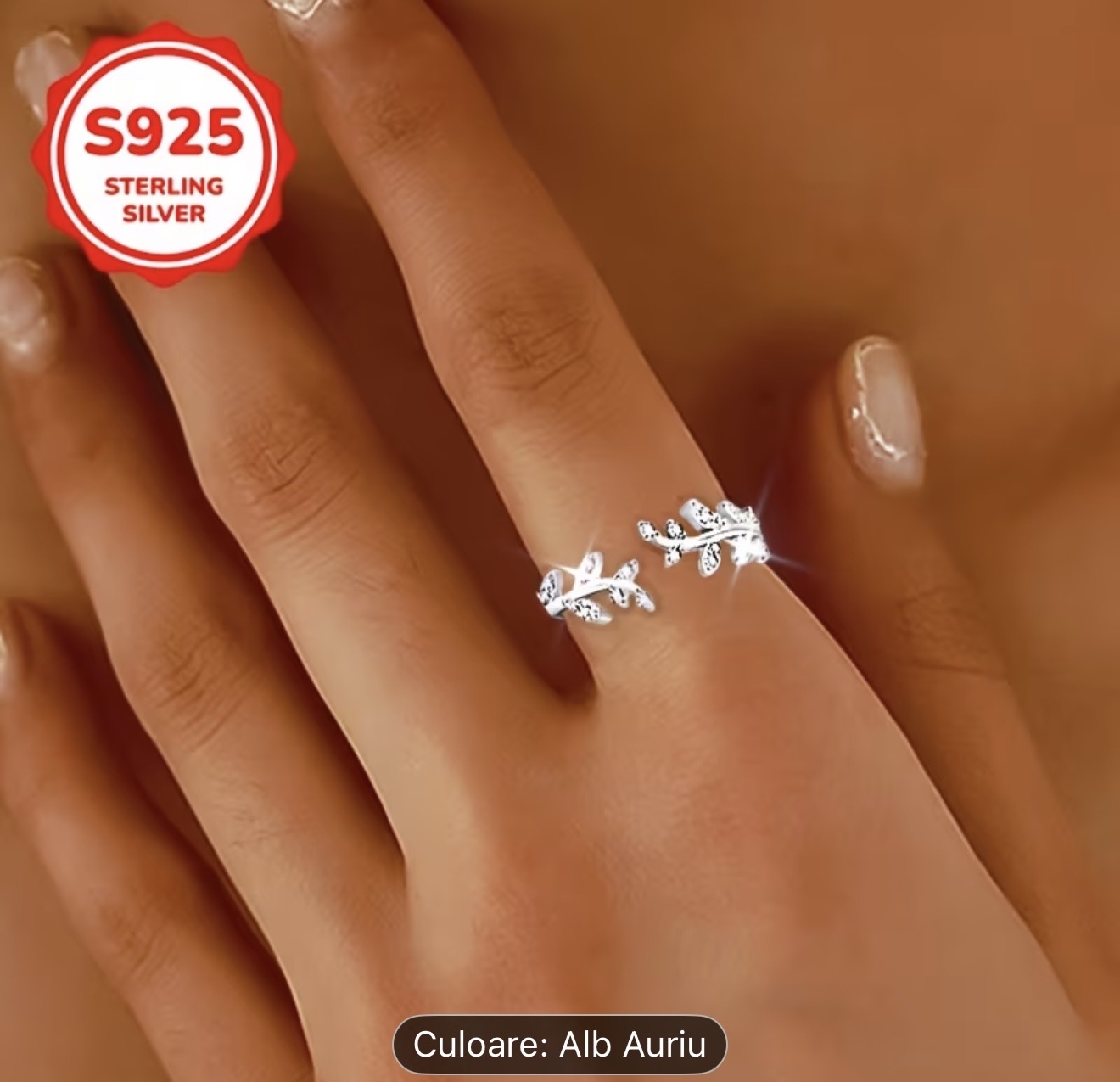 Inel din argint 925 cu frunze