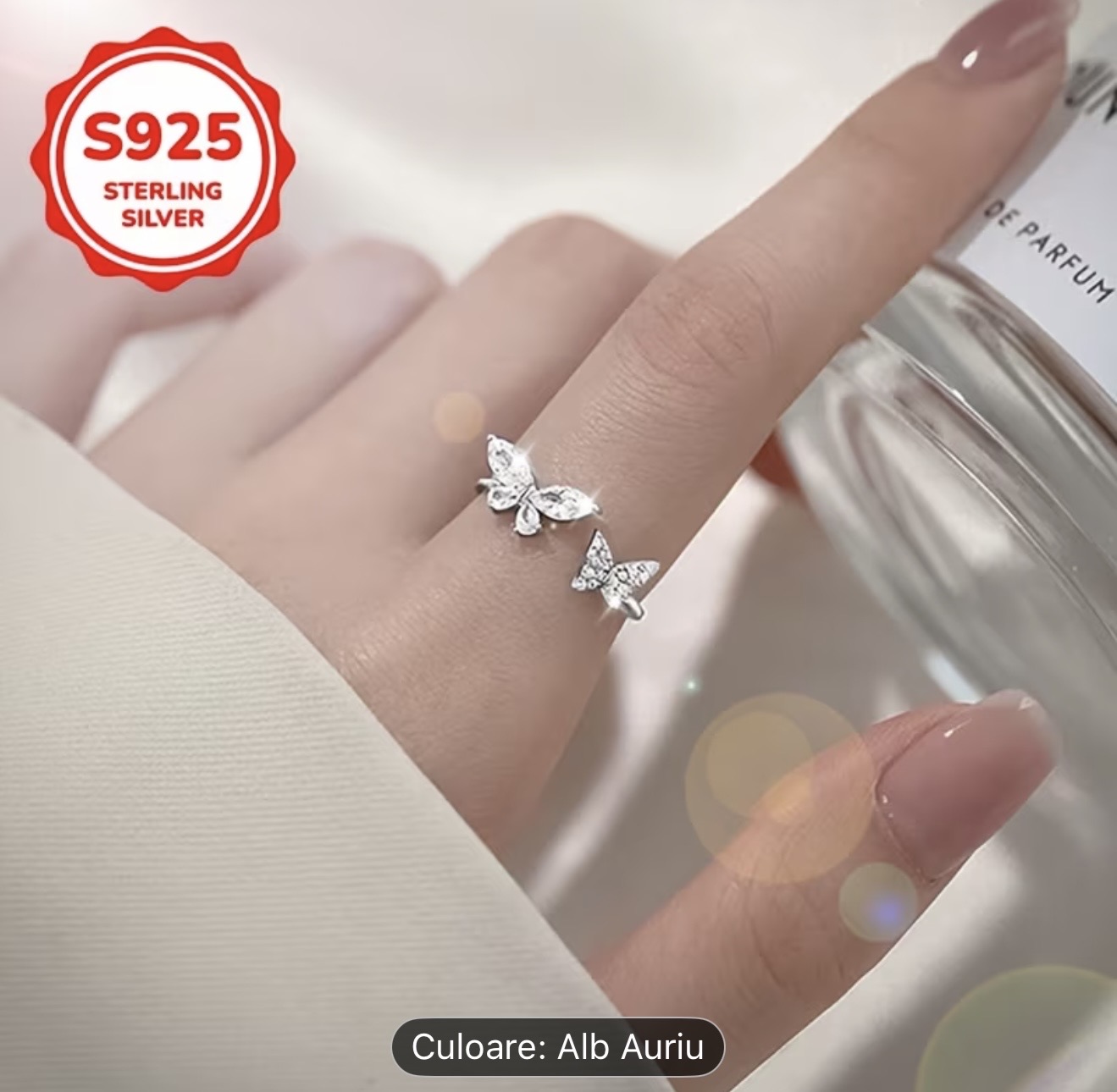 Inel fluture din argint
