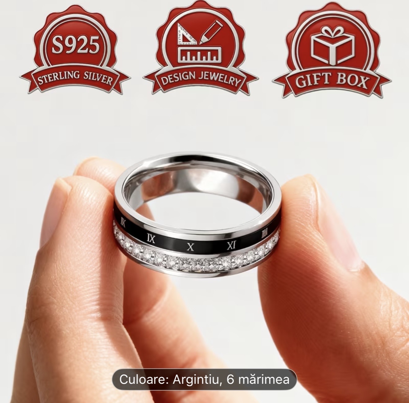 Inel de argint cu cifre romane